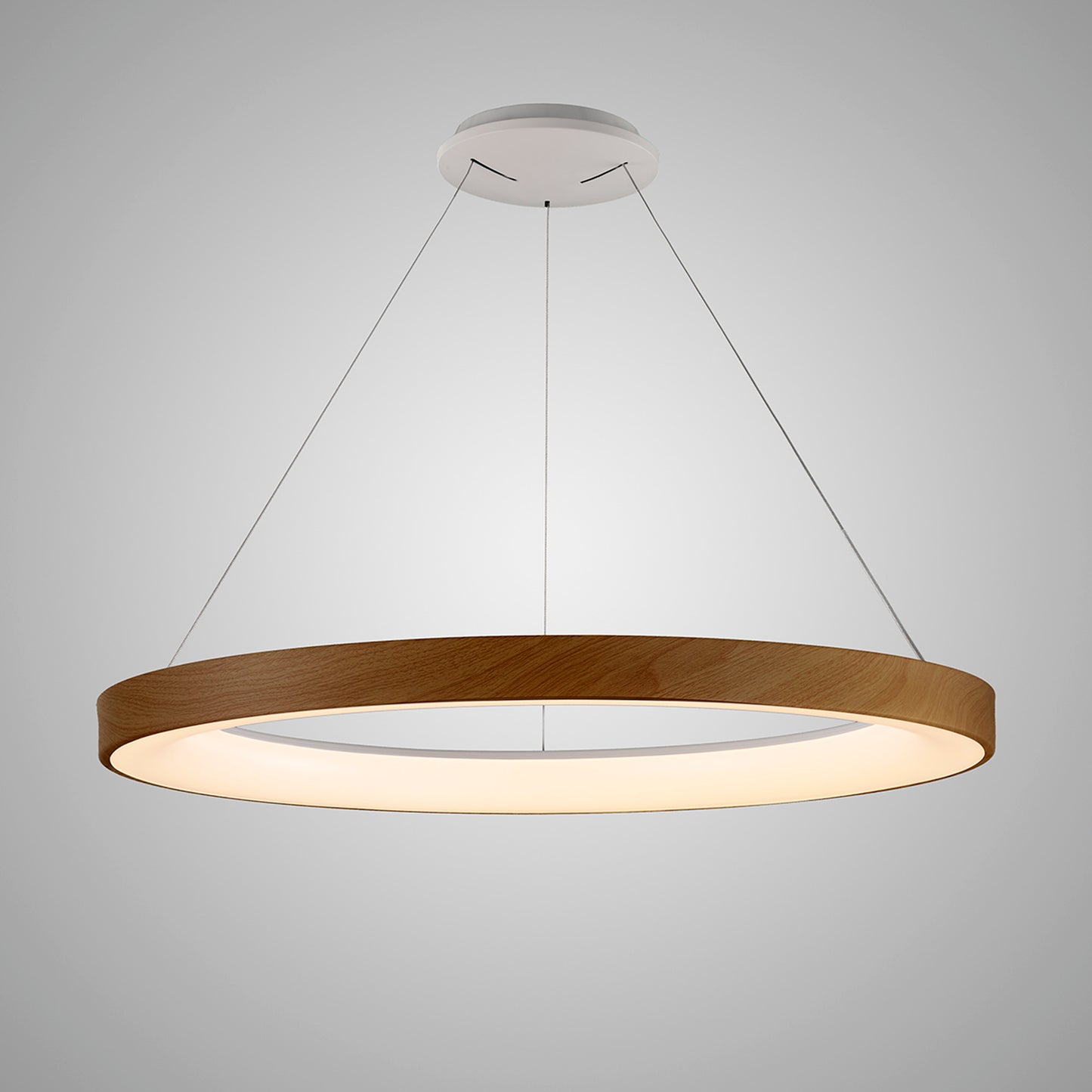 Niseko Ring Pendant 90cm 66W LED, 3000K-6000K Tuneable, 5440lm, Remote Control, Wood, 3yrs Warranty by Mantra