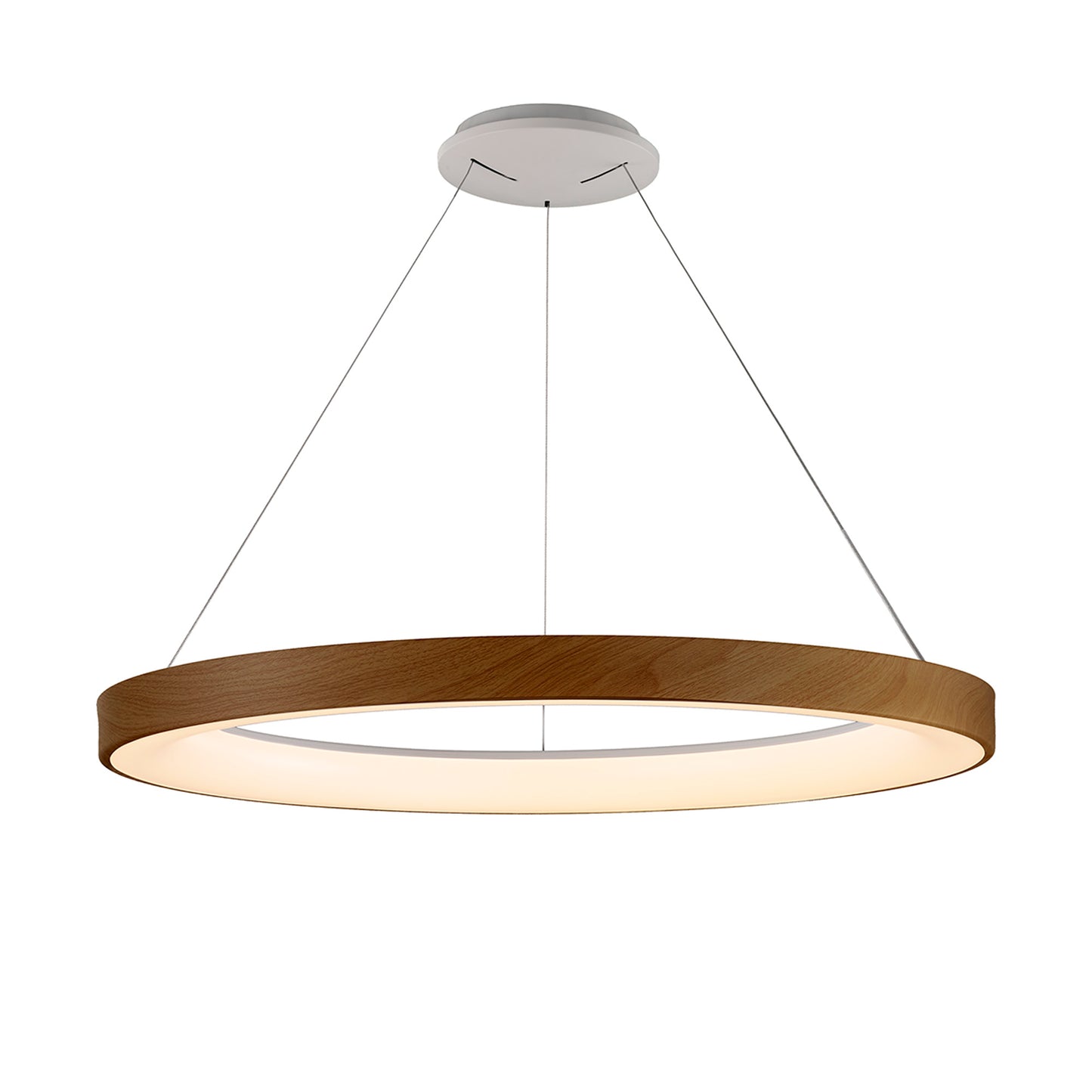 Niseko Ring Pendant 90cm 66W LED, 3000K-6000K Tuneable, 5440lm, Remote Control, Wood, 3yrs Warranty by Mantra