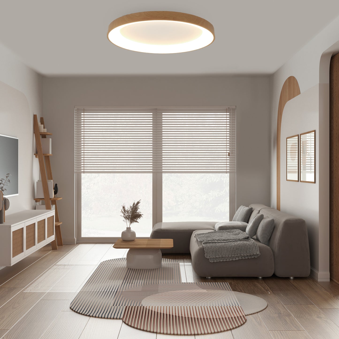 Niseko Ring Ceiling 90cm 78W LED, 3000K, 6200lm, Wood, 3yrs Warranty by Mantra