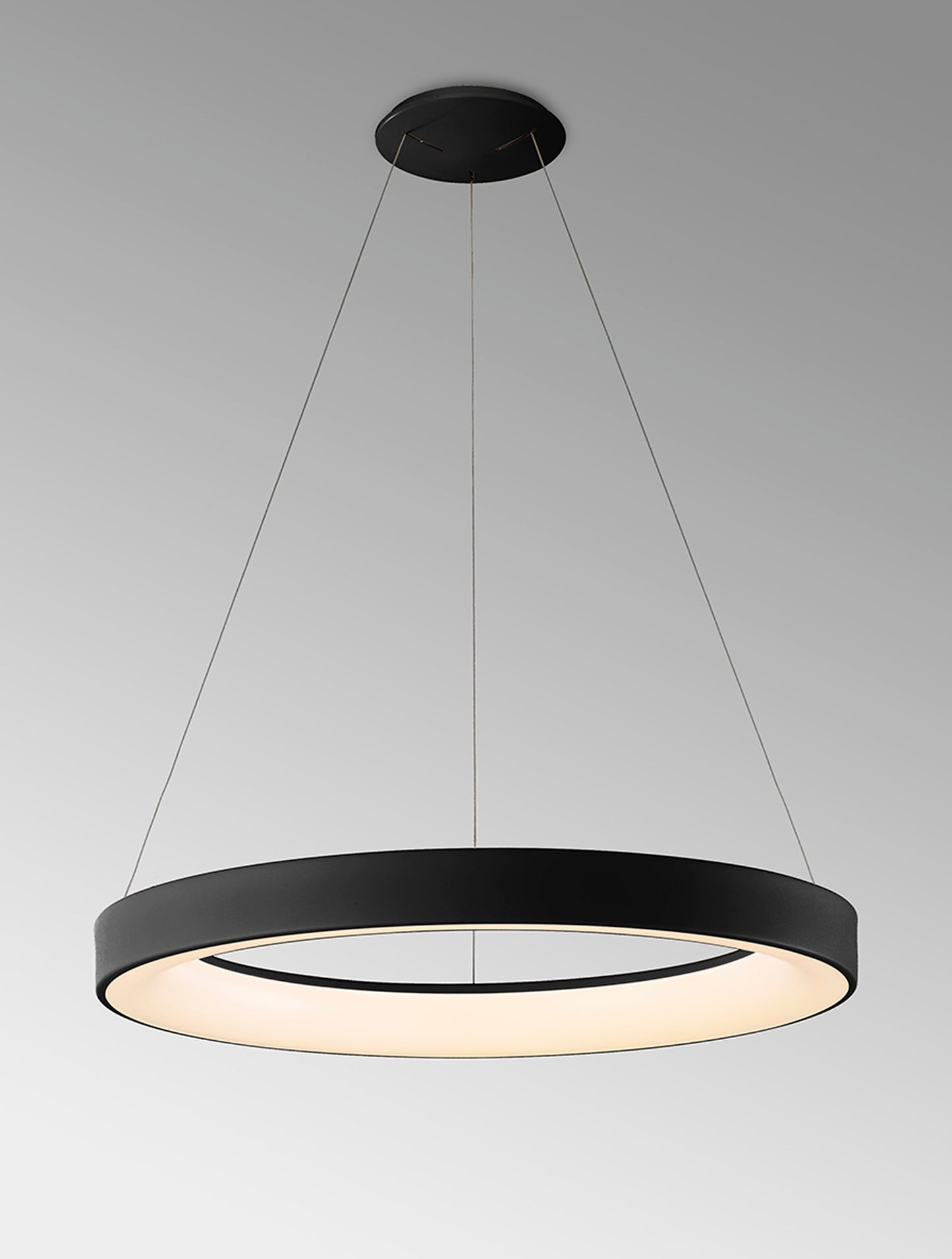 Niseko II Ring Pendant 65cm 50W LED, 2700K-5000K Tuneable, 3760lm, Remote Control & APP, Black, 3yrs Warranty by Mantra