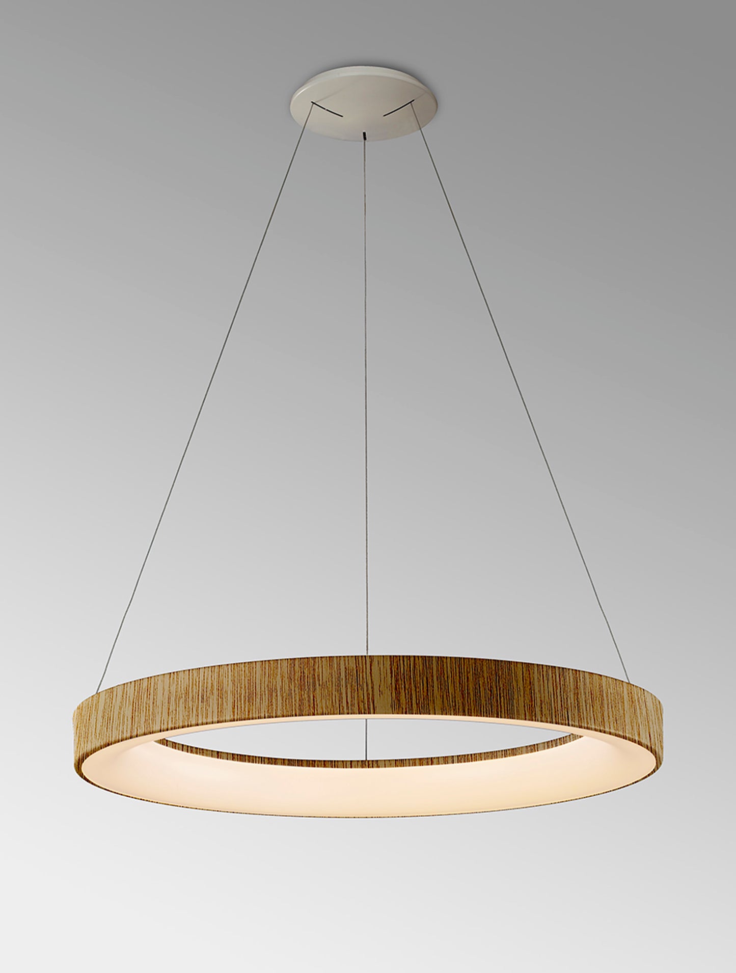 Niseko II Ring Pendant 65cm 50W LED, 2700K-5000K Tuneable, 3760lm, Remote Control & APP, Wood, 3yrs Warranty by Mantra