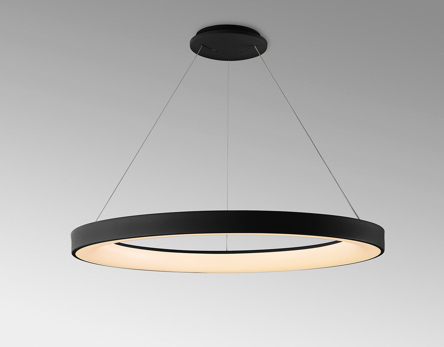 Niseko II Ring Pendant 90cm 66W LED, 2700K-5000K Tuneable, 5440lm, Remote Control, Black, 3yrs Warranty by Mantra