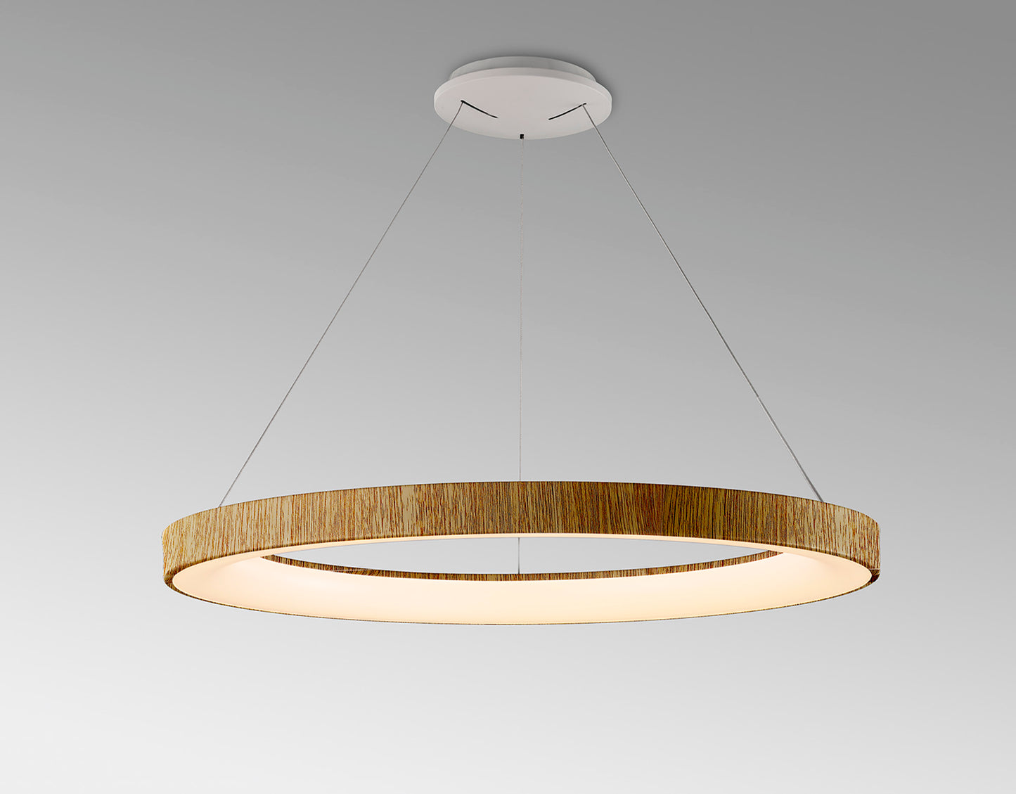 Niseko II Ring Pendant 90cm 66W LED, 2700K-5000K Tuneable, 5440lm, Remote Control, Wood, 3yrs Warranty by Mantra