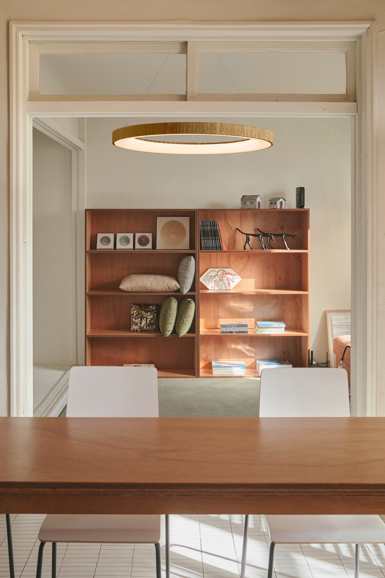 Niseko II Ring Pendant 90cm 66W LED, 2700K-5000K Tuneable, 5440lm, Remote Control, Wood, 3yrs Warranty by Mantra