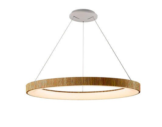 Niseko II Ring Pendant 90cm 66W LED, 2700K-5000K Tuneable, 5440lm, Remote Control, Wood, 3yrs Warranty by Mantra