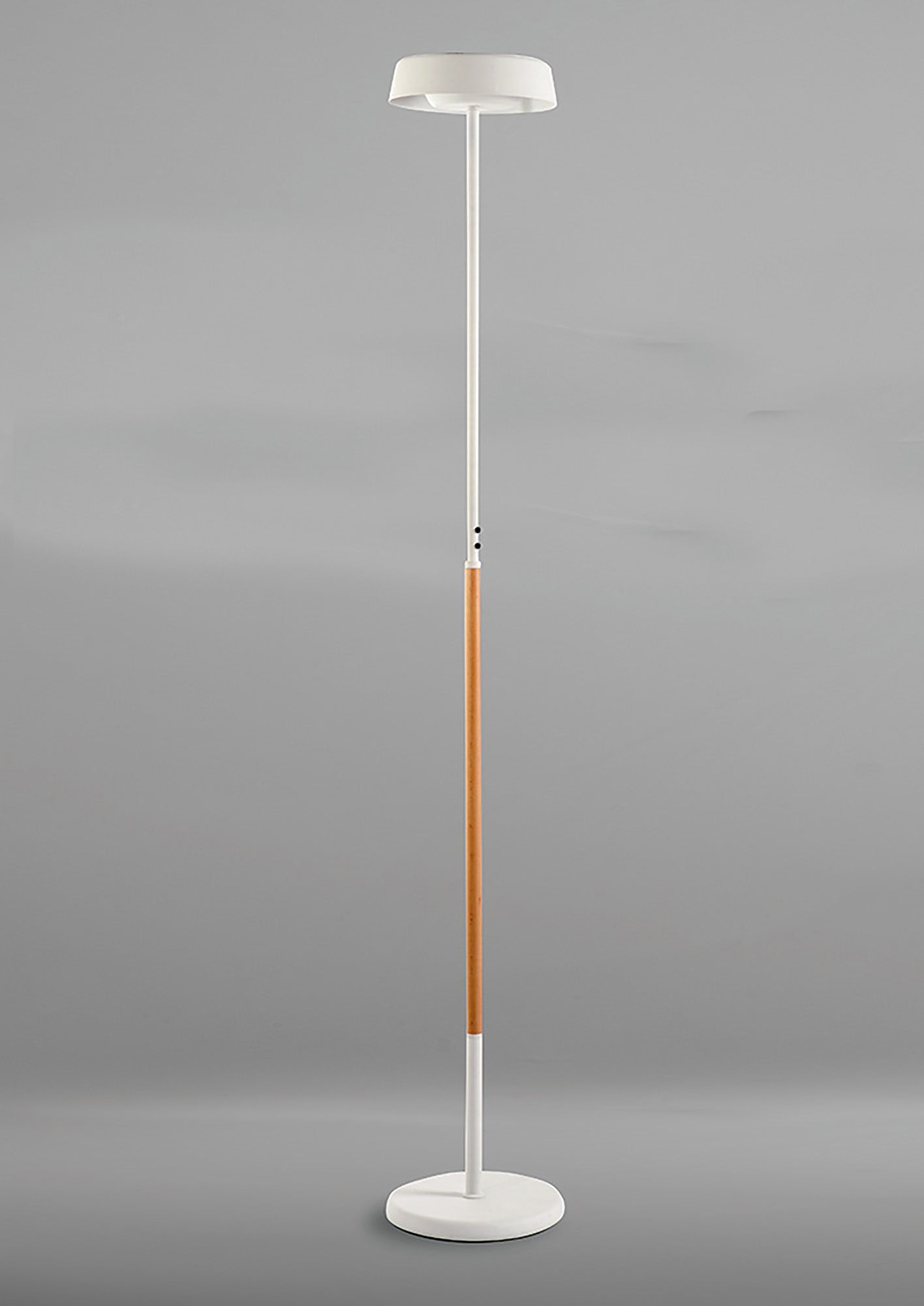 Noa Floor Lamp 2 Light 21W Down 9W Up LED 3000K, 3000lm, Touch Dimmer, Matt White/Beech, 3yrs Warranty by Mantra