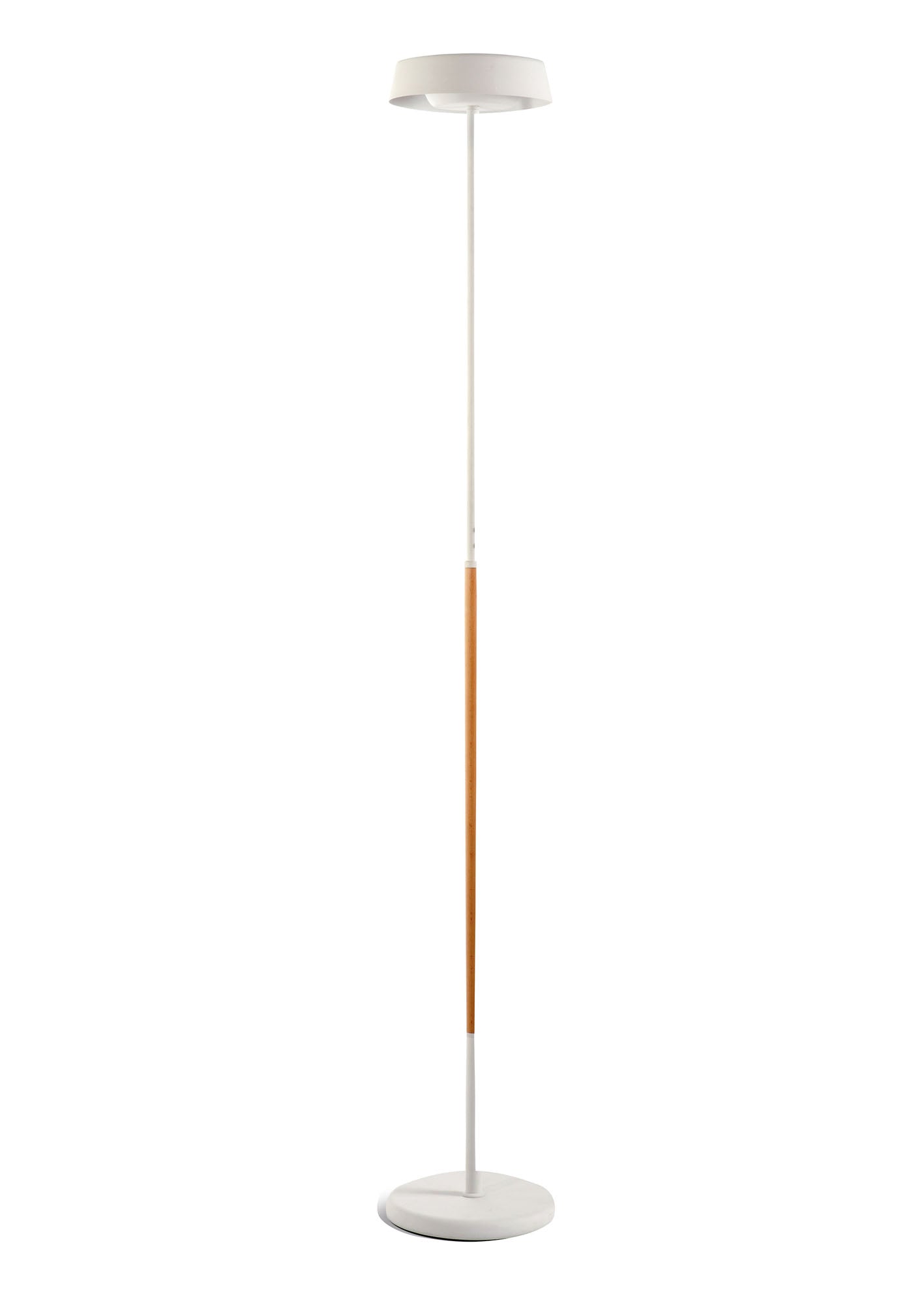 Noa Floor Lamp 2 Light 21W Down 9W Up LED 3000K, 3000lm, Touch Dimmer, Matt White/Beech, 3yrs Warranty by Mantra