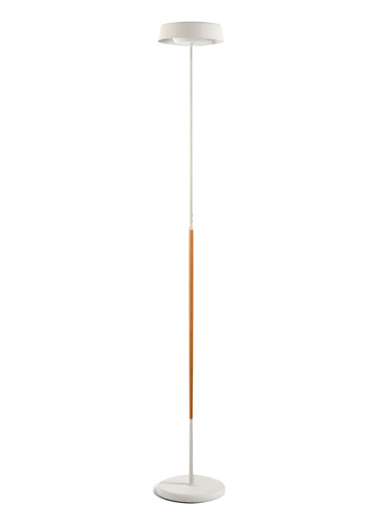 Noa Floor Lamp 2 Light 21W Down 9W Up LED 3000K, 3000lm, Touch Dimmer, Matt White/Beech, 3yrs Warranty by Mantra