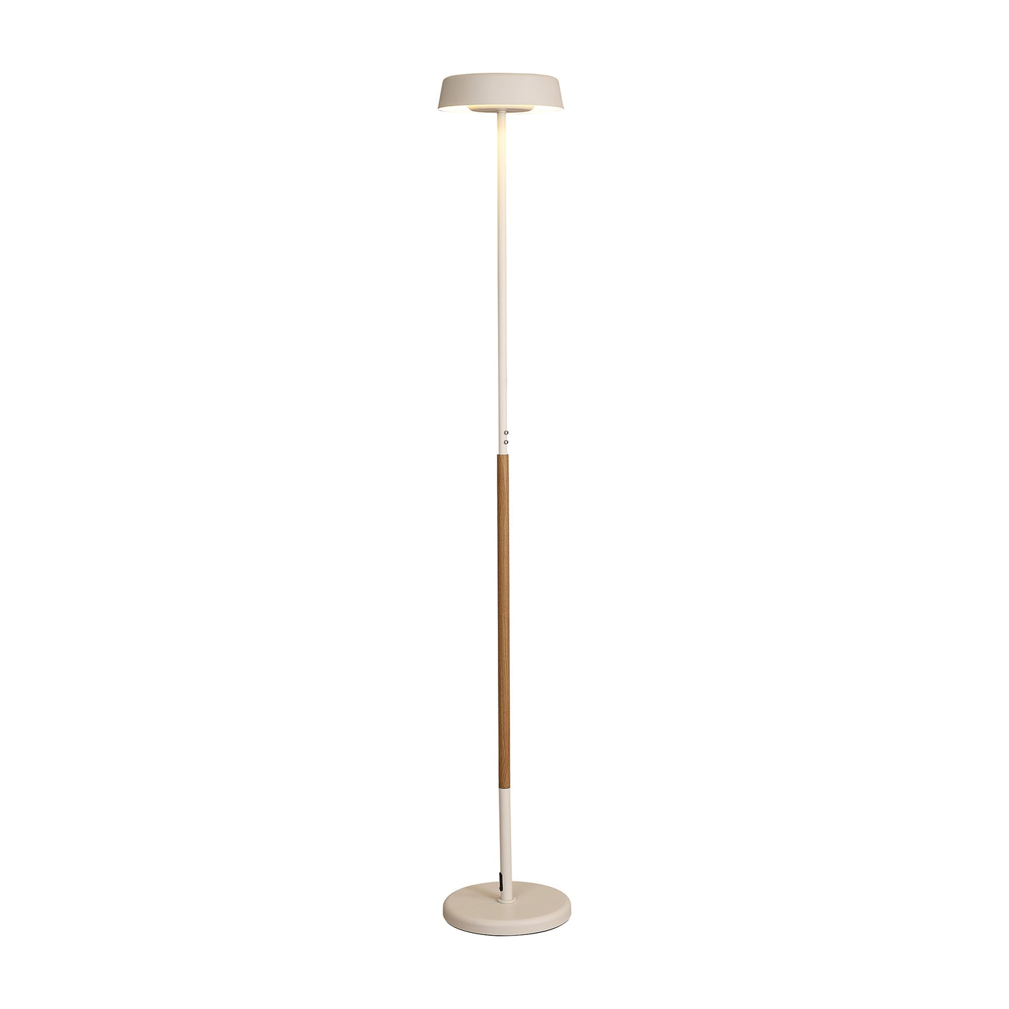 Noa II Floor Lamp 2 Light 15W Down 15W Up LED 3000K, 2800lm, Touch Dimmer, White/Beech, 3yrs Warranty by Mantra