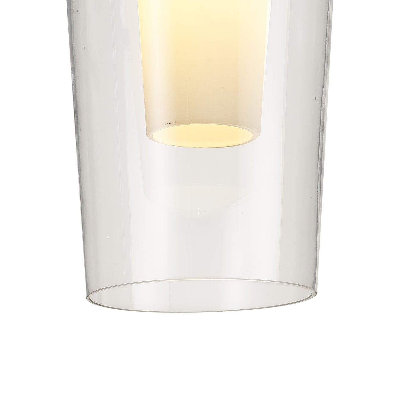 Nora Semi Ceiling, 1 Light E27, White/Wood/Clear Glass With Frosted Inner by Mantra