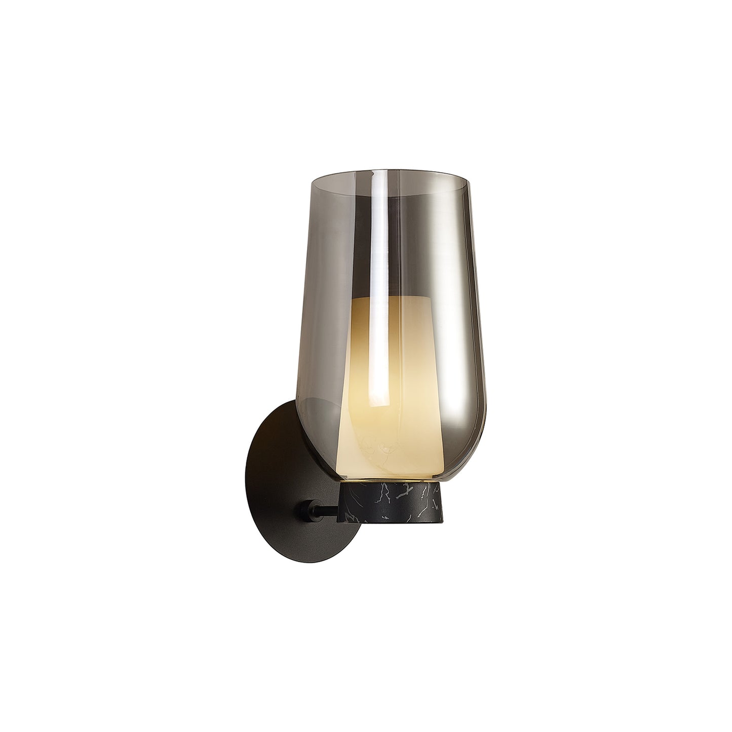 Nora Wall Lamp, 1 Light E27, Black/Black Marble/Chrome Glass With Frosted Inner by Mantra