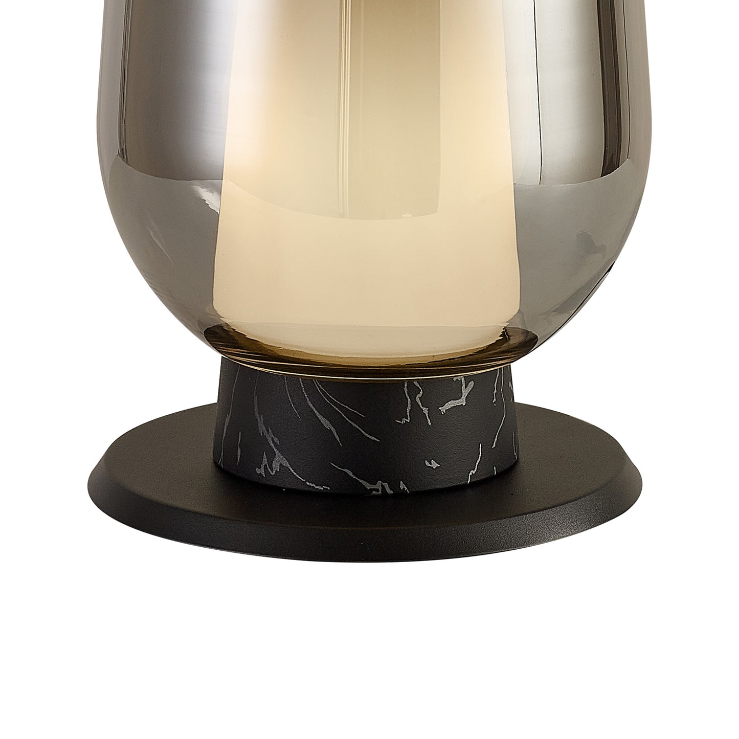 Nora Table Lamp, 1 Light E27, Black/Black Marble/Chrome Glass With Frosted Inner by Mantra