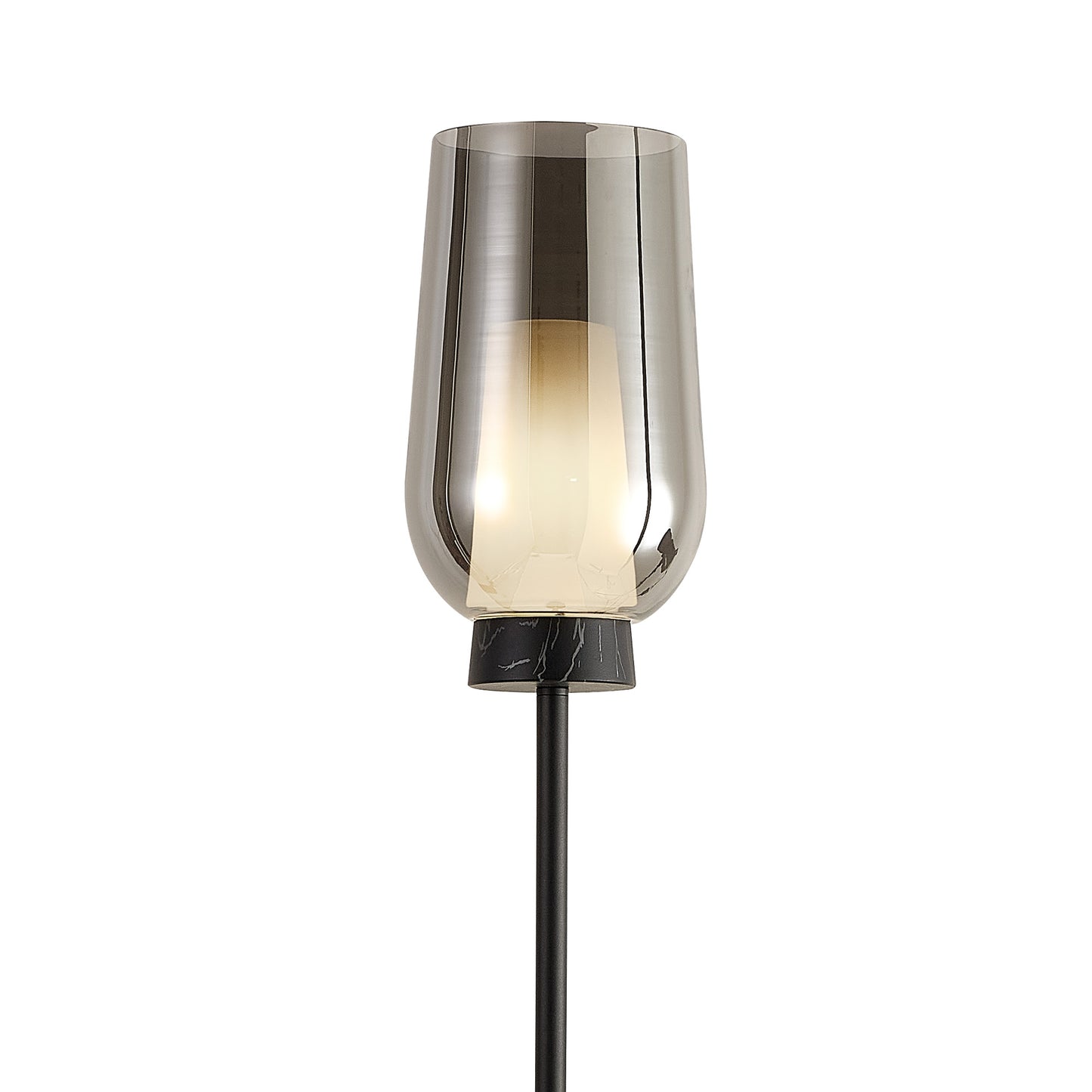 Nora Floor Lamp, 1 Light E27, Black/Black Marble/Chrome Glass With Frosted Inner by Mantra