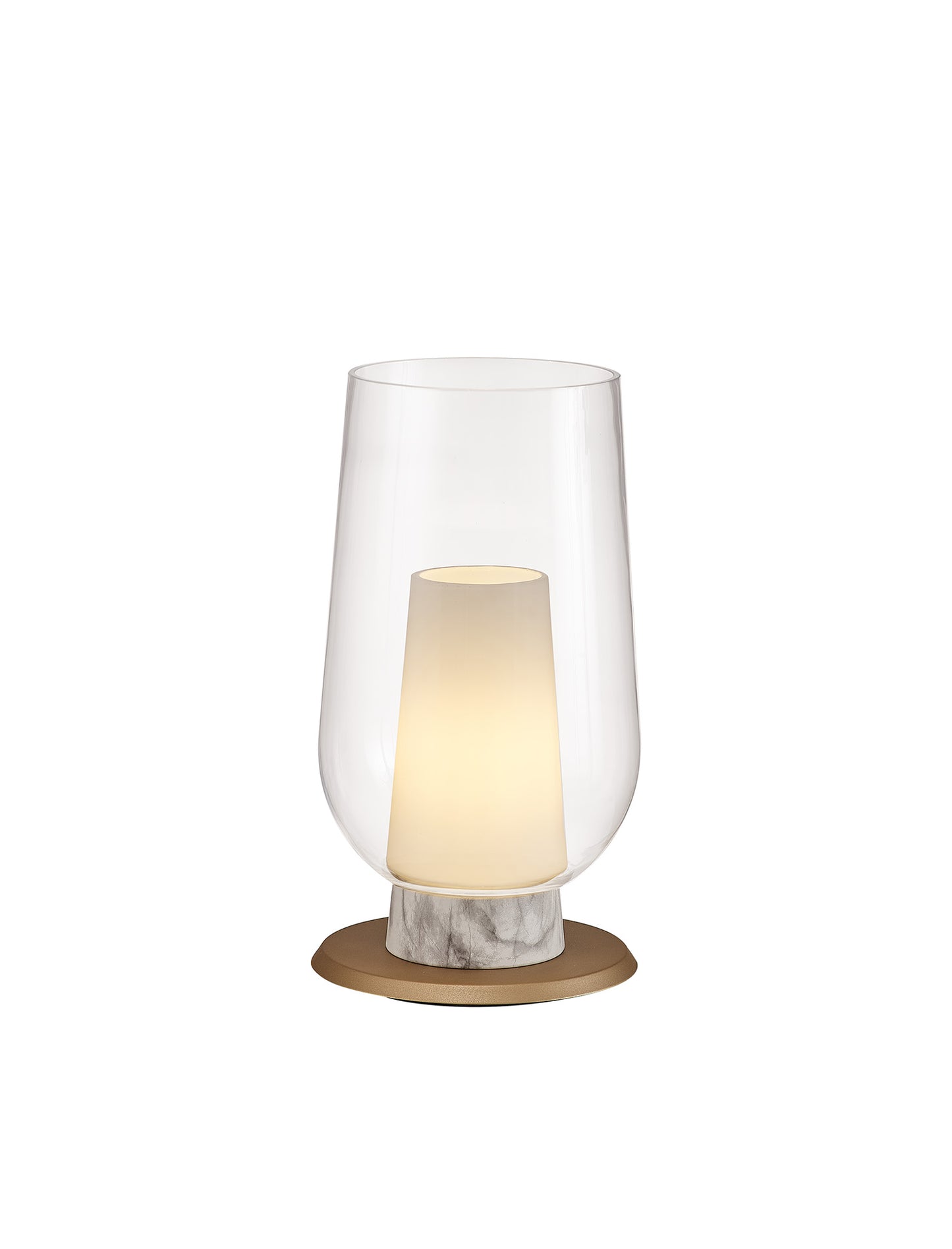 Nora Table Lamp, 1 Light E27, Gold/White/Clear Glass With Frosted Inner by Mantra