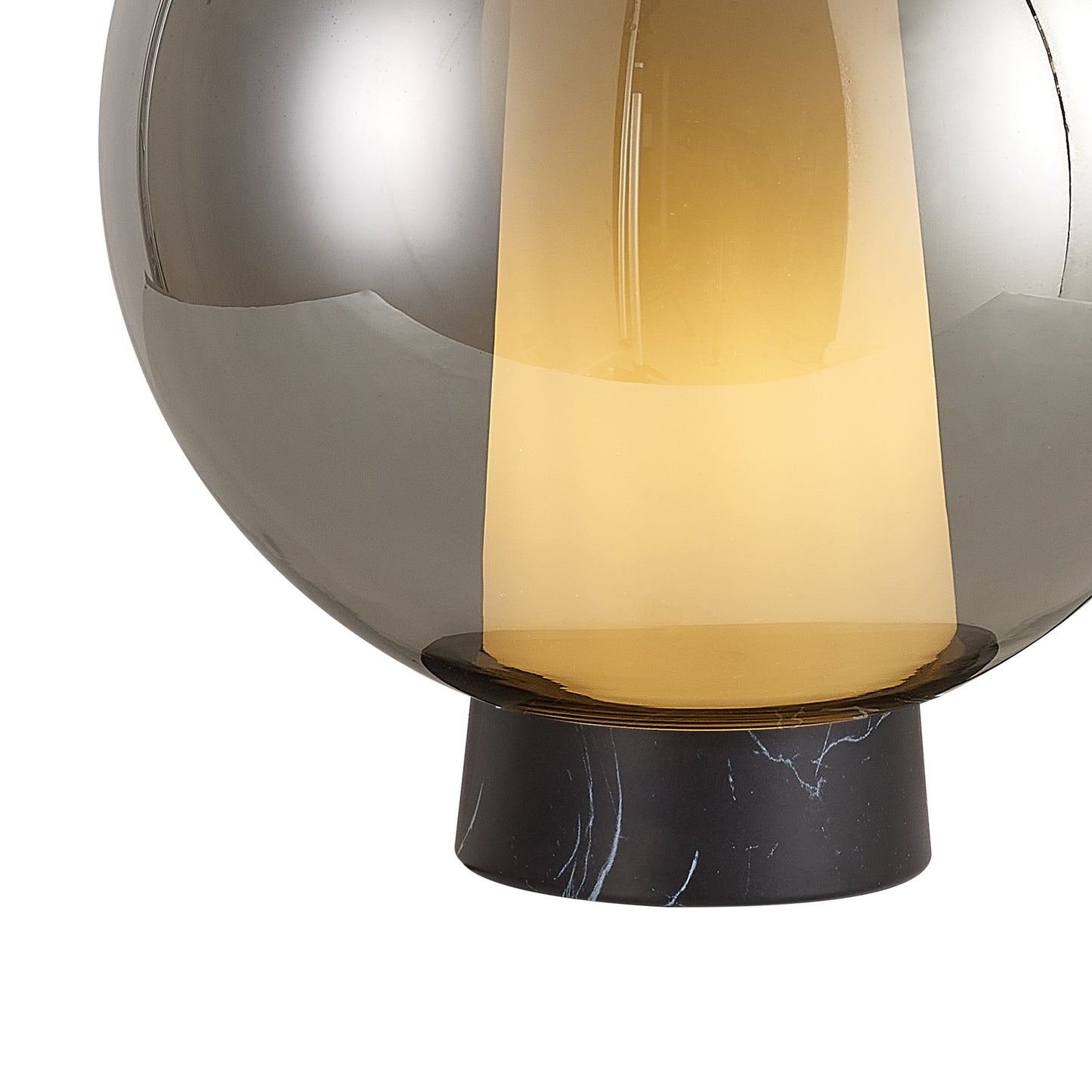 Nora Ball Table Lamp, 1 Light E27, Black/Black Marble/Chrome Glass by Mantra