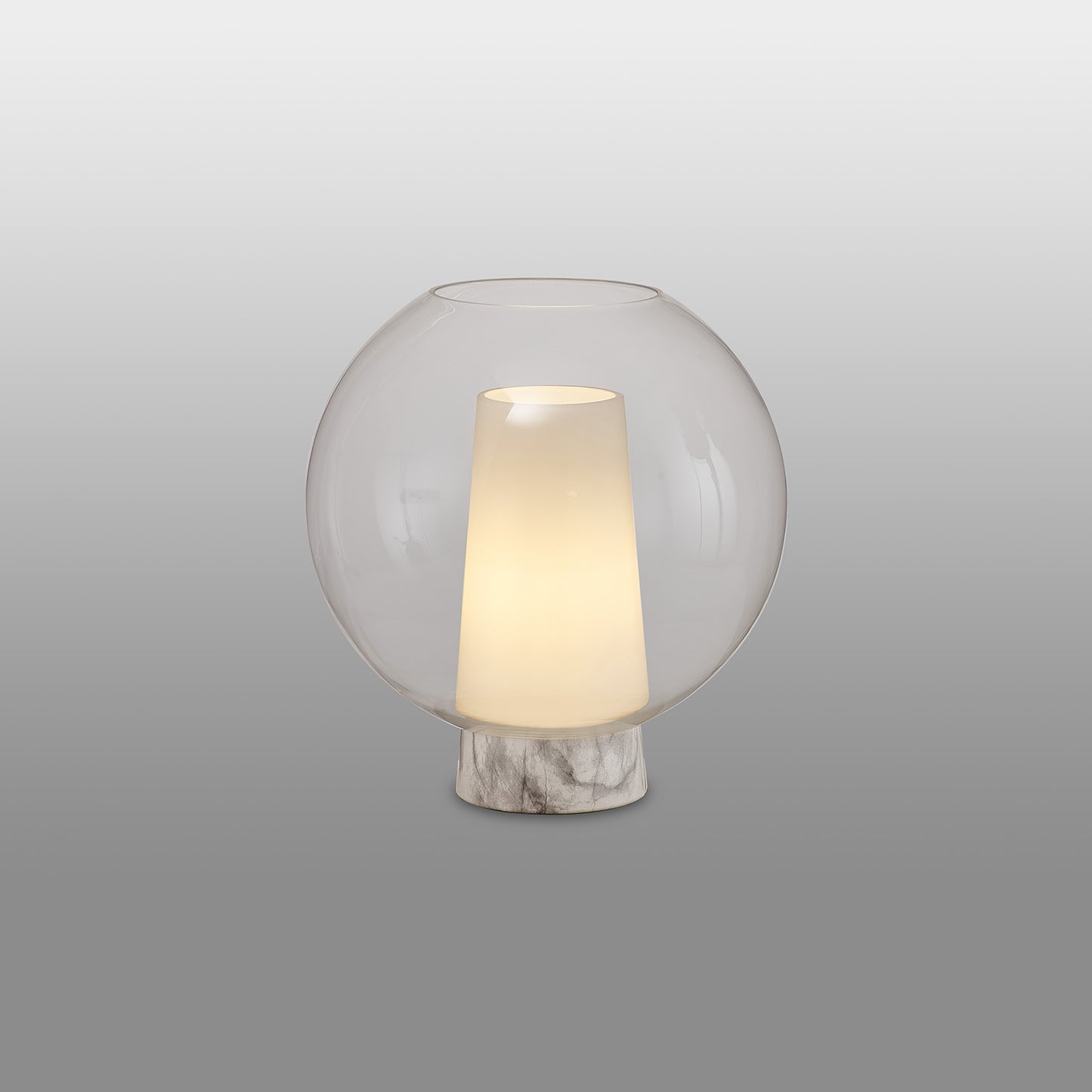 Nora Ball Table Lamp, 1 Light E27, Gold/White/Clear Glass by Mantra