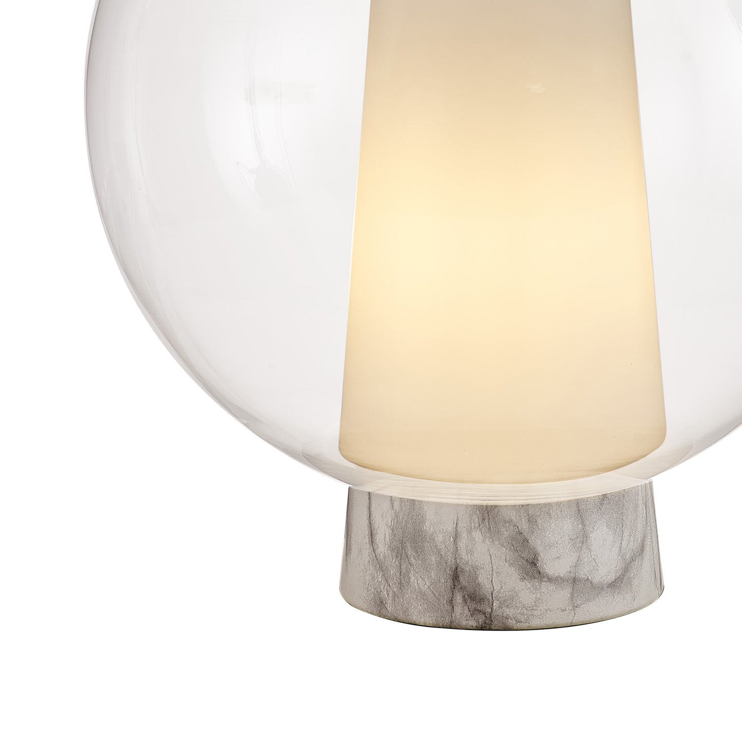 Nora Ball Table Lamp, 1 Light E27, Gold/White/Clear Glass by Mantra