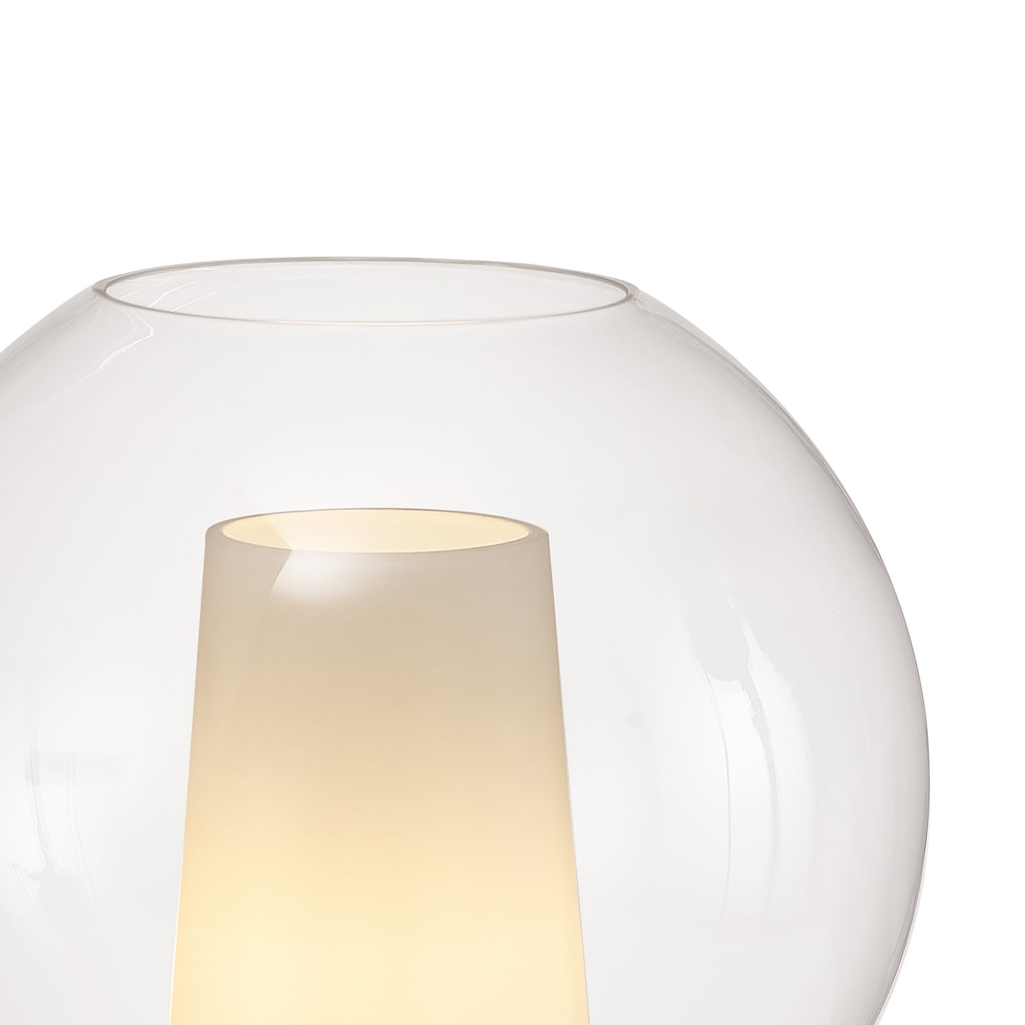 Nora Ball Table Lamp, 1 Light E27, Gold/White/Clear Glass by Mantra