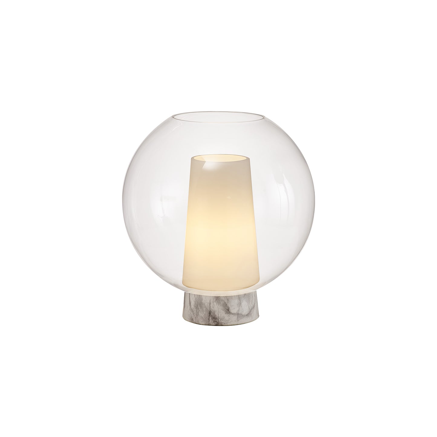 Nora Ball Table Lamp, 1 Light E27, Gold/White/Clear Glass by Mantra