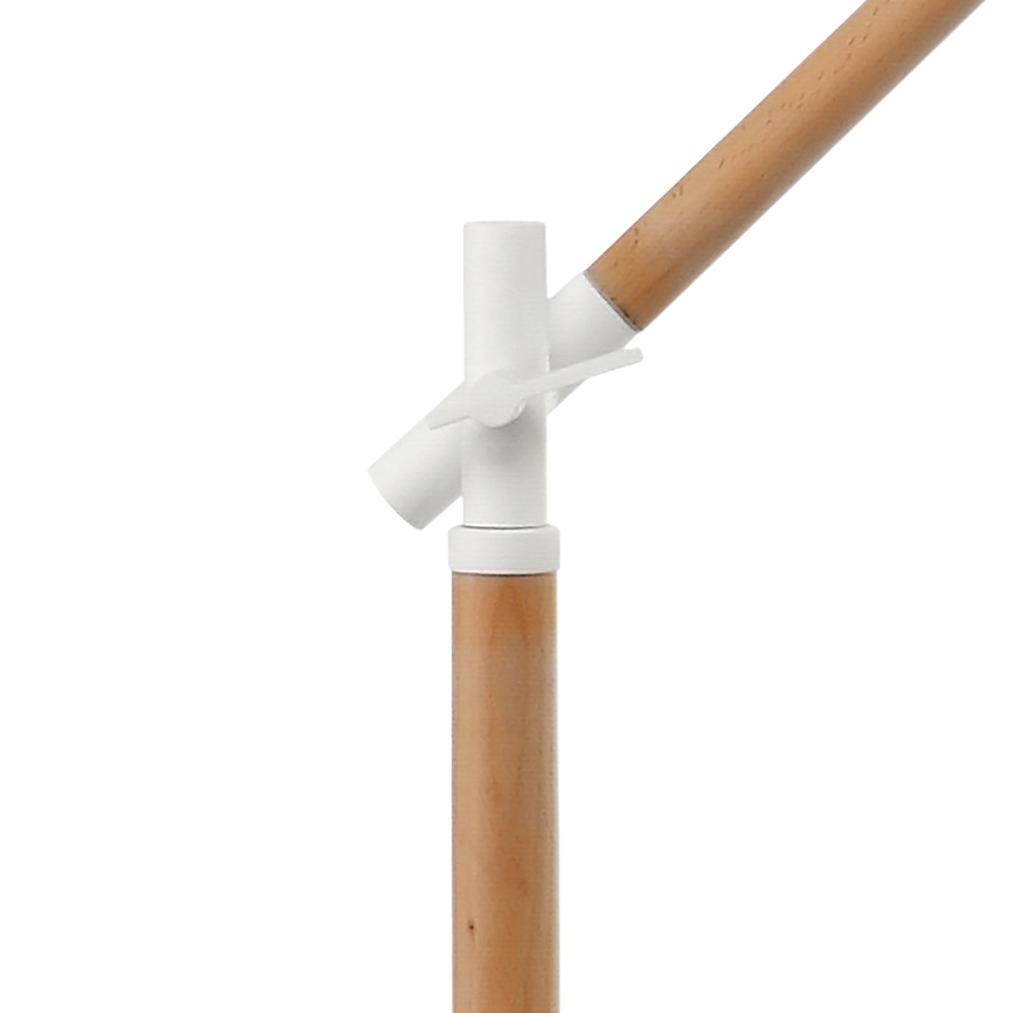 Nordica Floor Lamp With White Shade 1 Light E27, Matt White/Beech With Ivory White Shade by Mantra