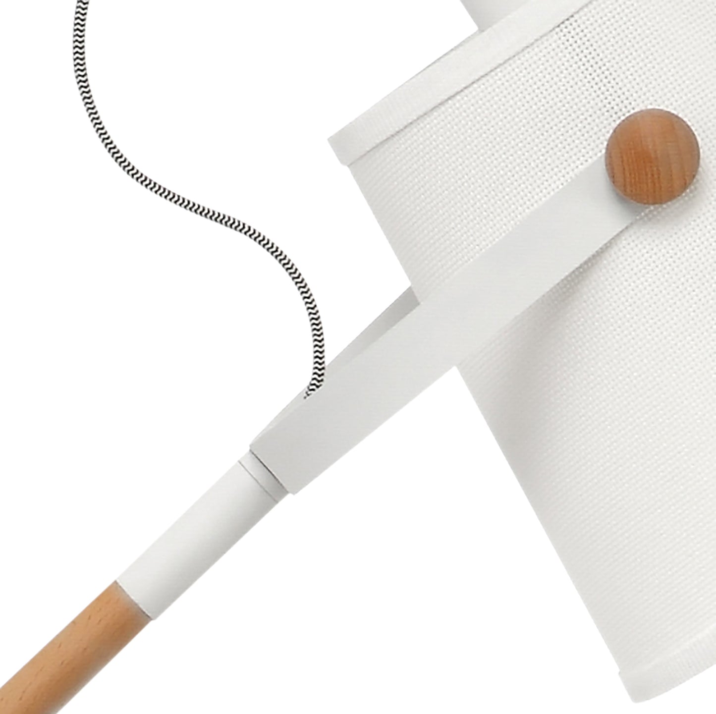 Nordica Floor Lamp With White Shade 1 Light E27, Matt White/Beech With Ivory White Shade by Mantra