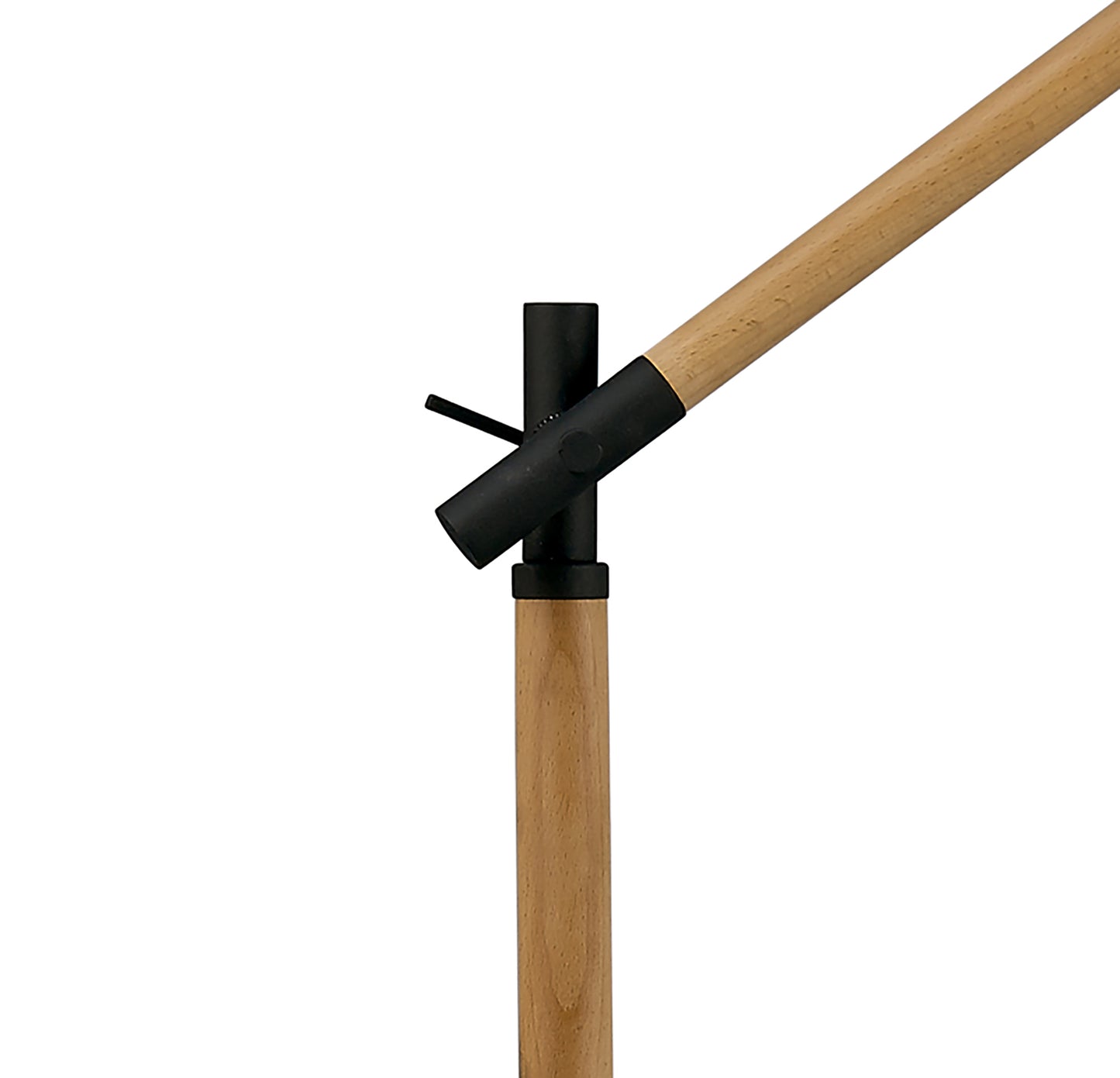 Nordica Floor Lamp With Black Shade 1 Light E27, Matt Black/Beech With Black Shade by Mantra