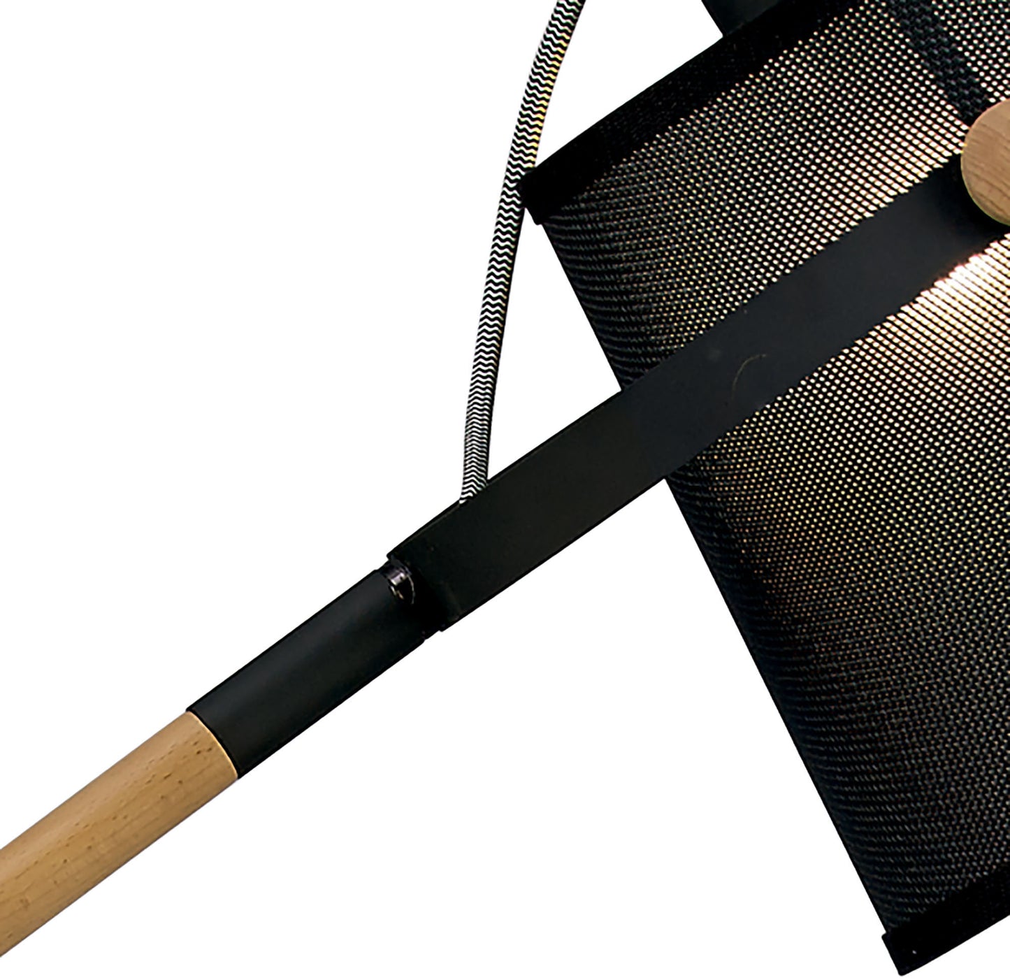 Nordica Floor Lamp With Black Shade 1 Light E27, Matt Black/Beech With Black Shade by Mantra