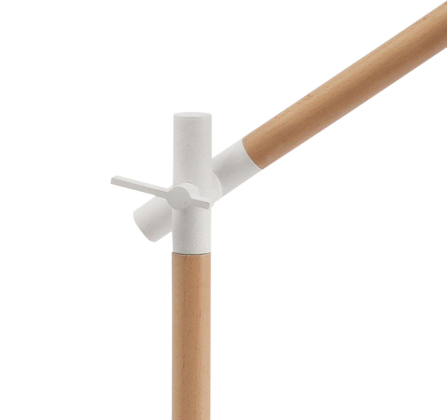 Nordica Table Lamp With White Shade 1 Light E27, Matt White/Beech With Ivory White Shade by Mantra