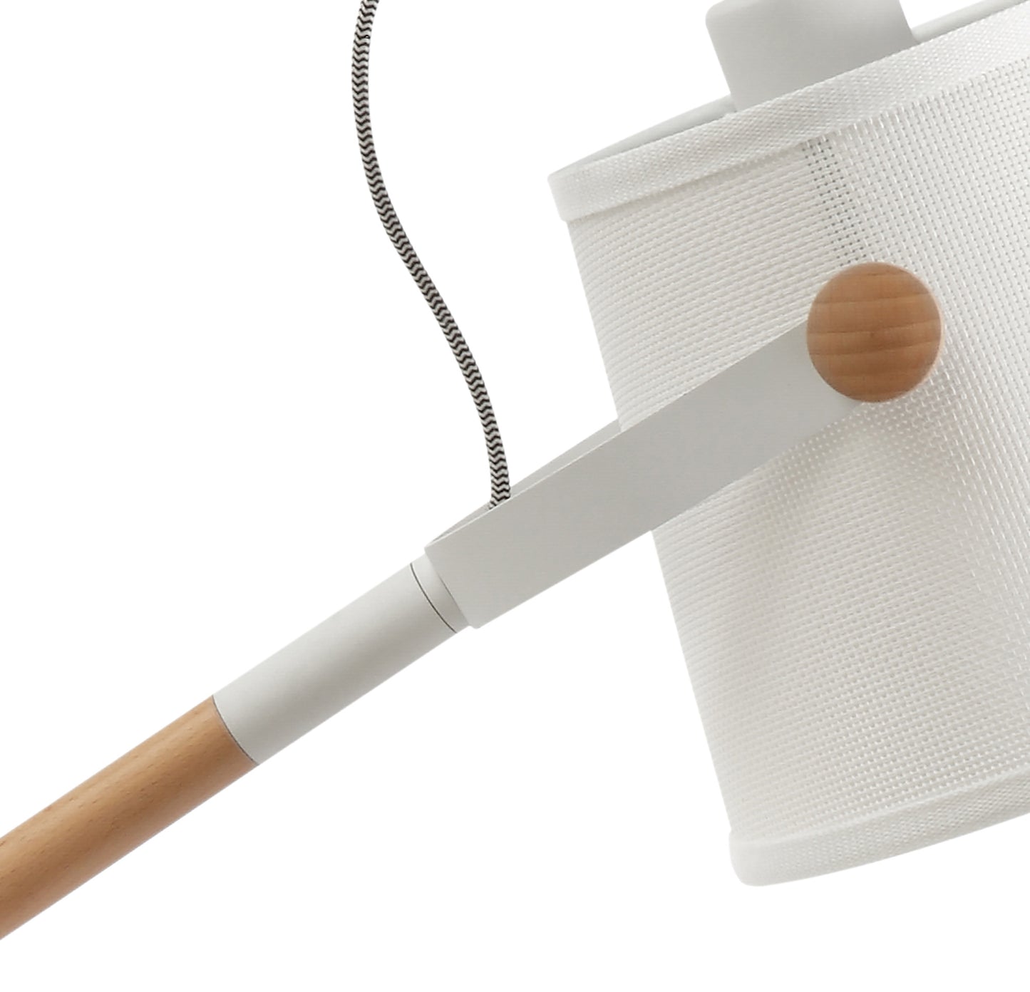 Nordica Table Lamp With White Shade 1 Light E27, Matt White/Beech With Ivory White Shade by Mantra