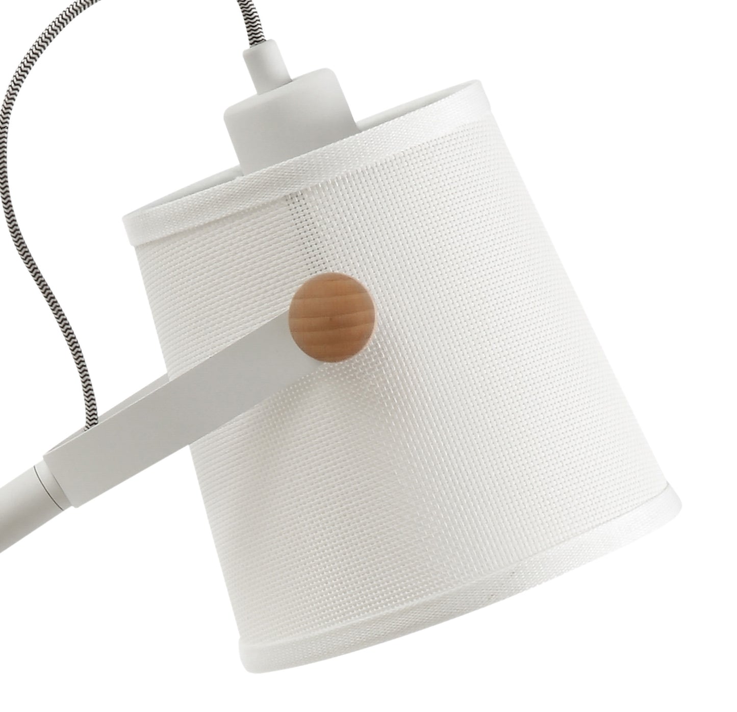 Nordica Table Lamp With White Shade 1 Light E27, Matt White/Beech With Ivory White Shade by Mantra