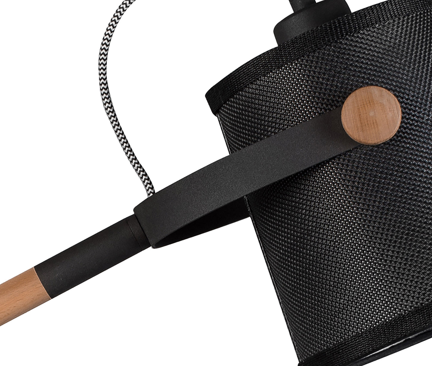 Nordica Table Lamp With Black Shade 1 Light E27, Matt Black/Beech With Black Shade by Mantra
