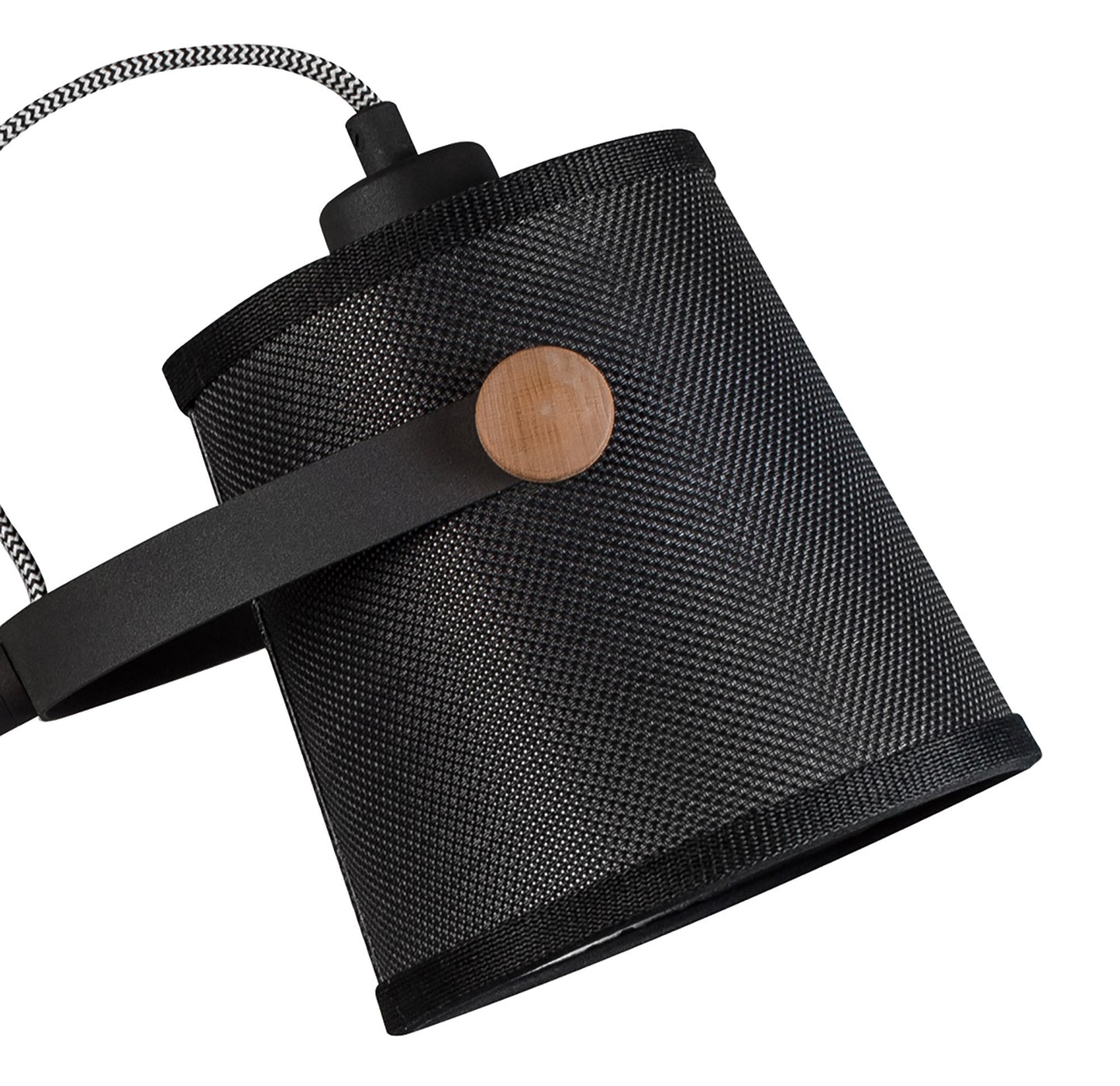 Nordica Table Lamp With Black Shade 1 Light E27, Matt Black/Beech With Black Shade by Mantra
