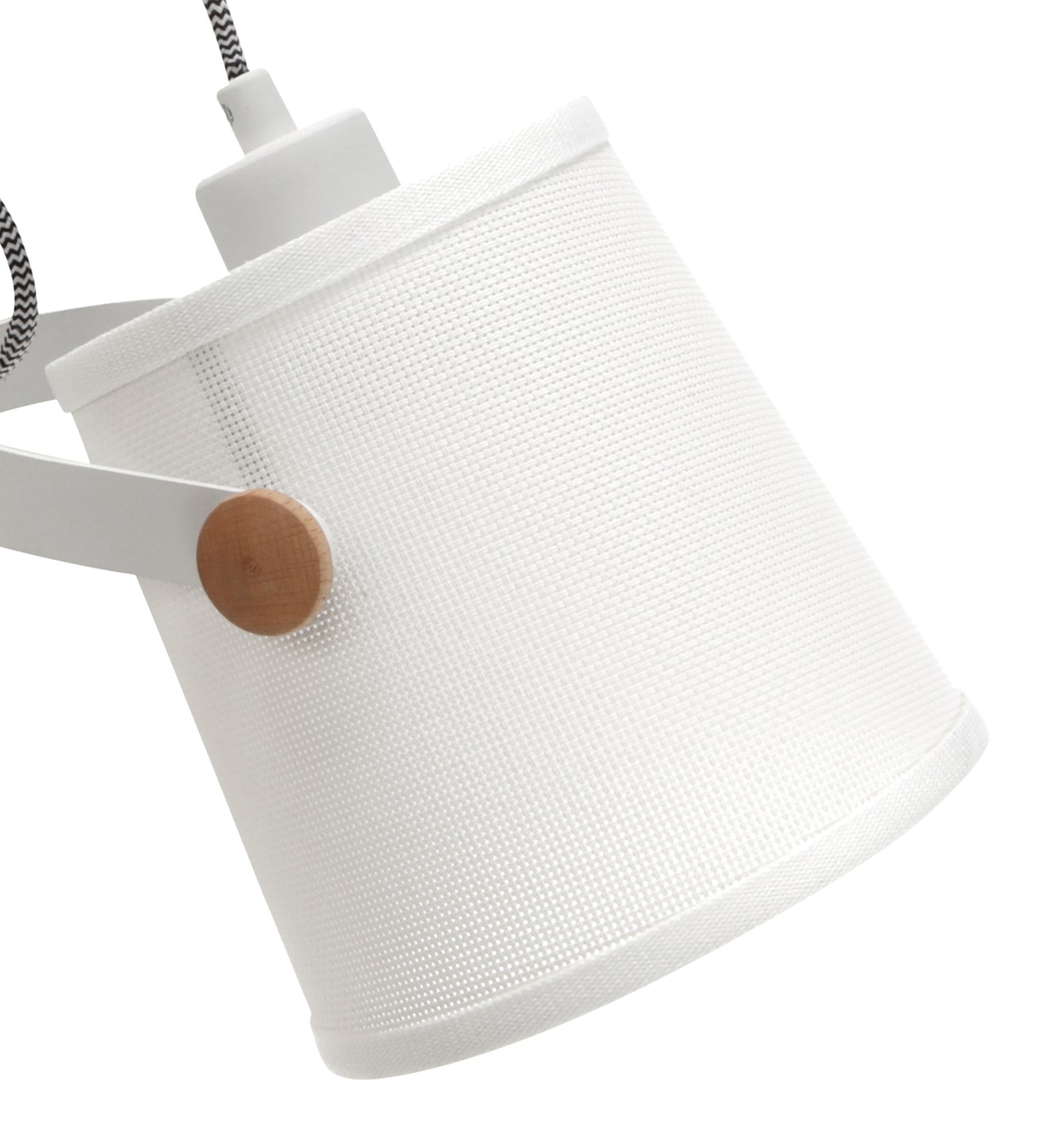 Nordica Wall Lamp With White Shade 1 Light E27, Matt White/Beech With Ivory White Shade by Mantra