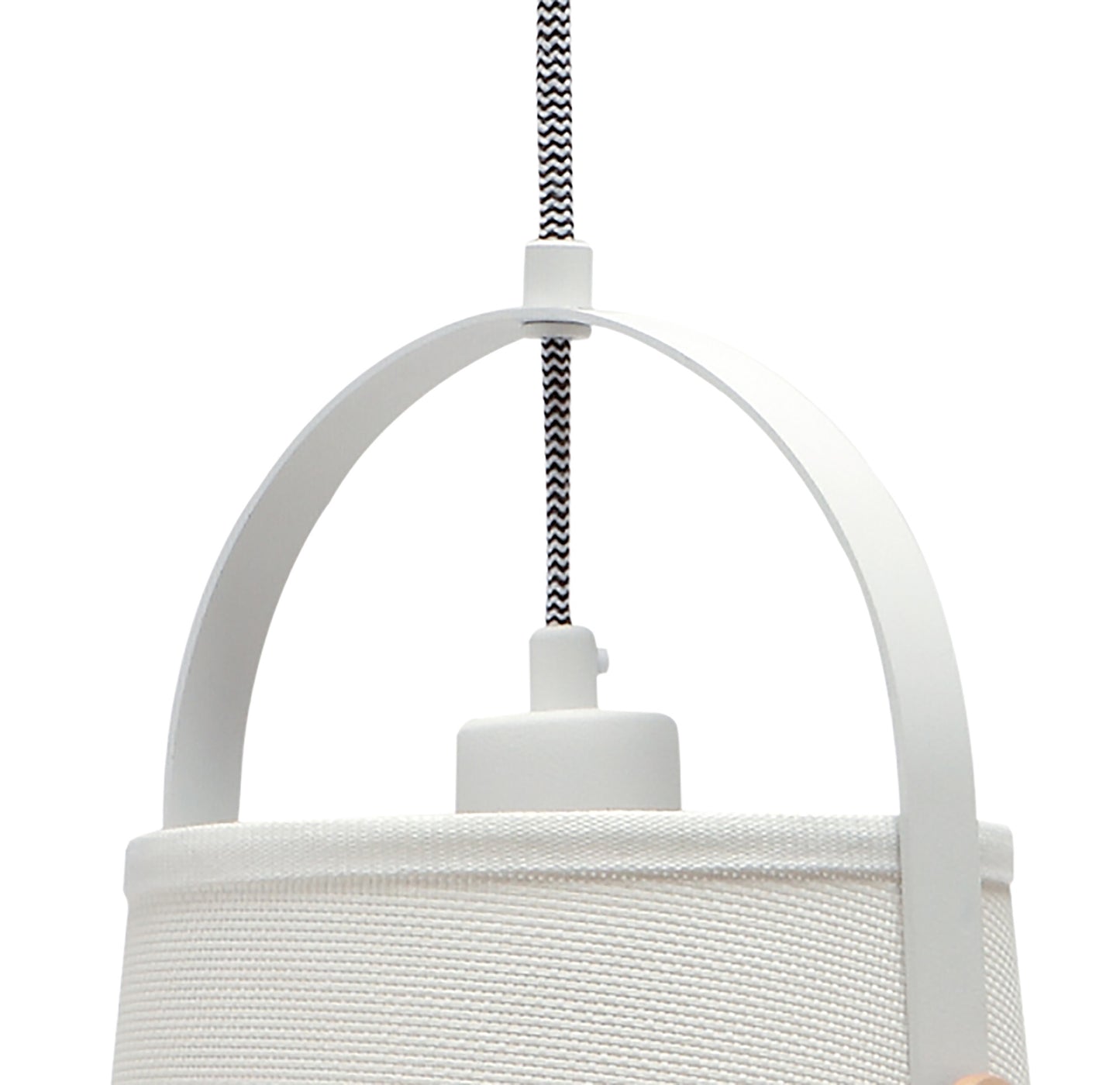 Nordica Pendant With White Shade 1 Light E27, Matt White/Beech With Ivory White Shade by Mantra