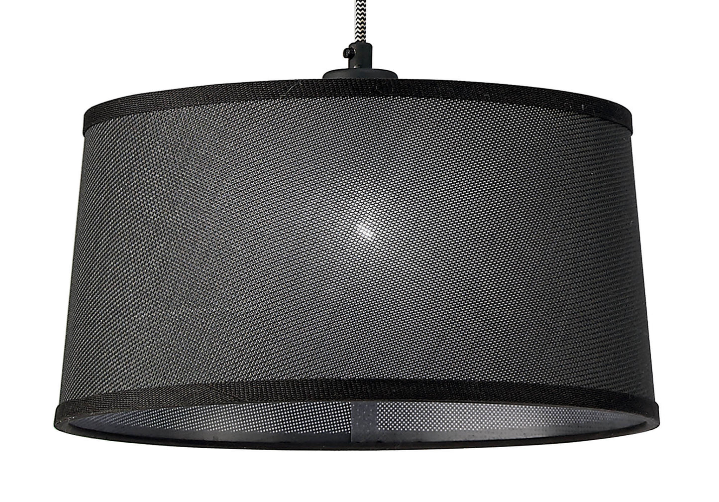 Nordica Linear Pendant With Black Shade 2 Light E27, Matt Black/Beech With Black Shades by Mantra