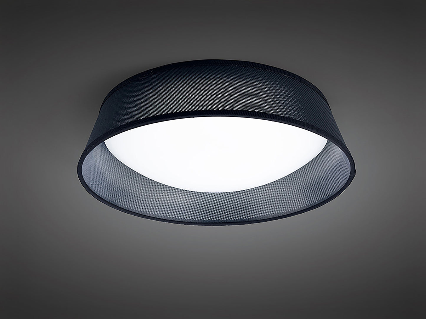 Nordica Flush Ceiling, 3 Light E27 Max 20W, 45cm, White Acrylic With Black Shade, 2yrs Warranty by Mantra