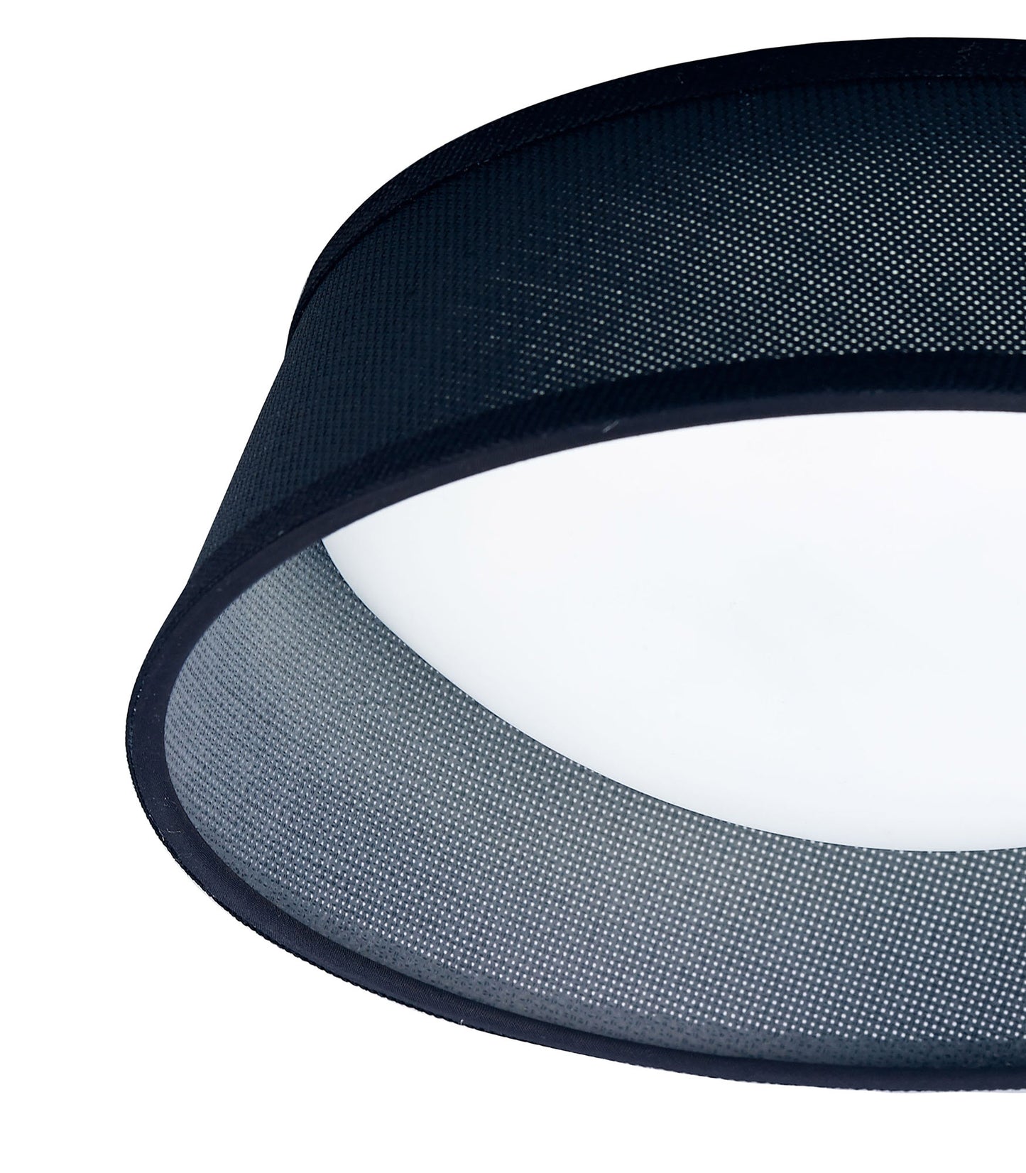 Nordica Flush Ceiling, 3 Light E27 Max 20W, 45cm, White Acrylic With Black Shade, 2yrs Warranty by Mantra