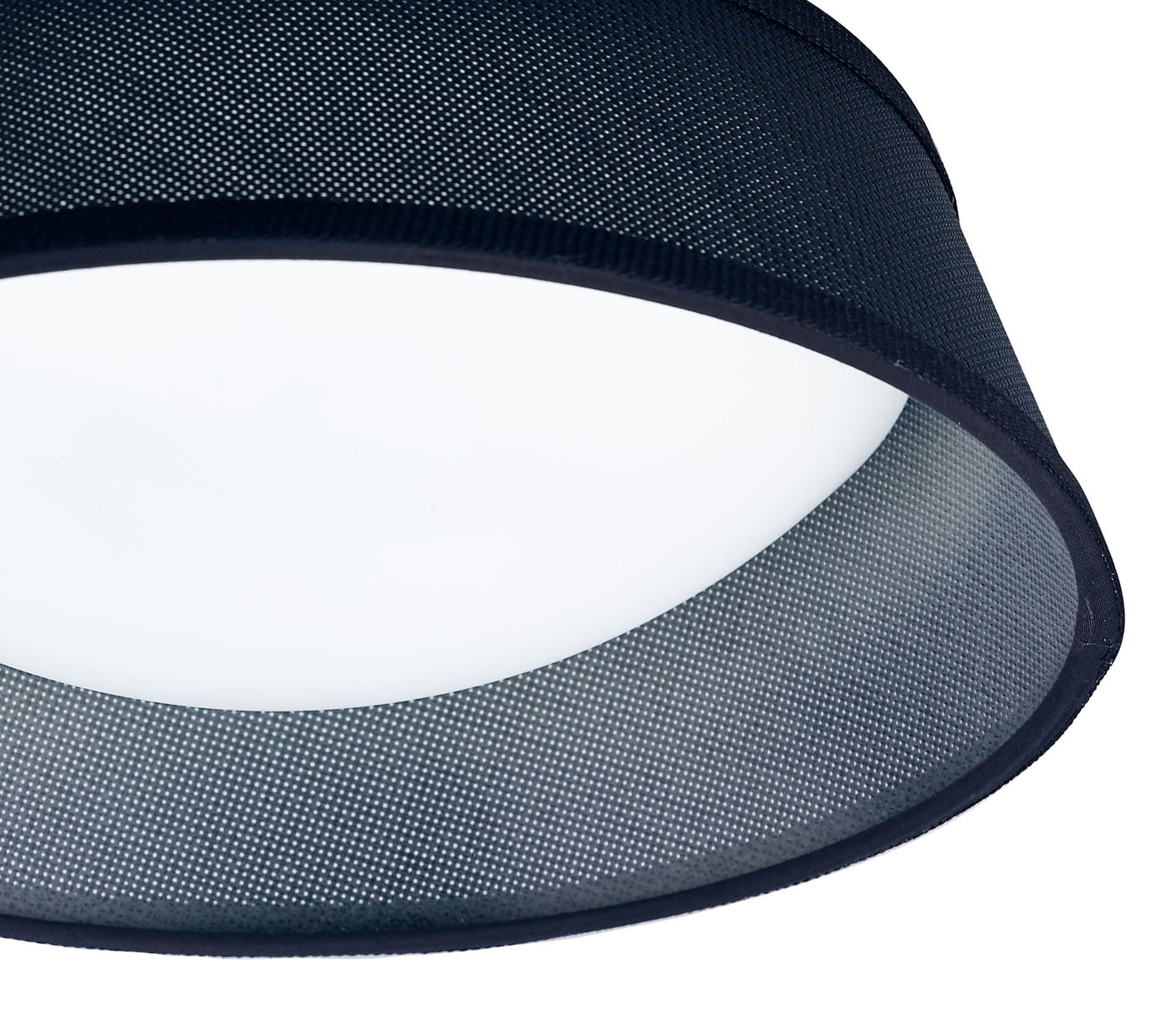 Nordica Flush Ceiling, 3 Light E27 Max 20W, 45cm, White Acrylic With Black Shade, 2yrs Warranty by Mantra