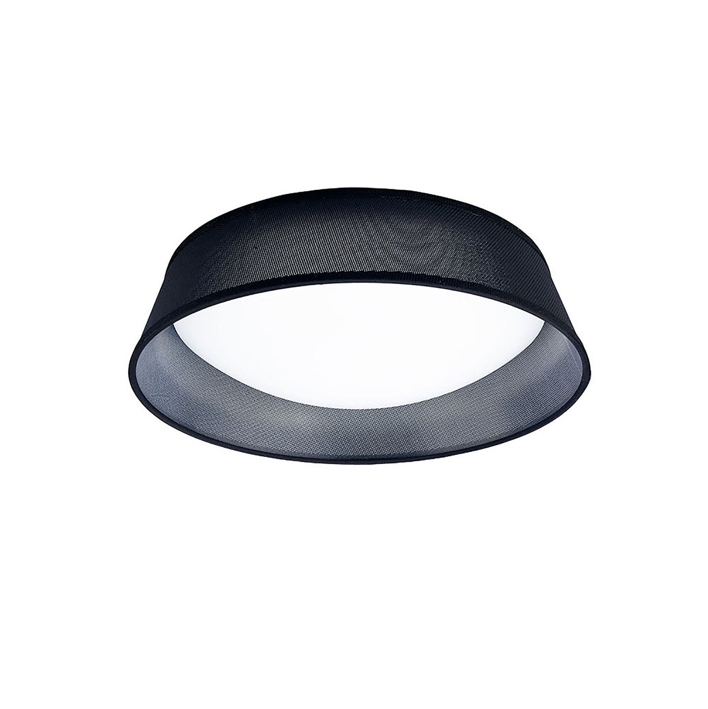 Nordica Flush Ceiling, 3 Light E27 Max 20W, 45cm, White Acrylic With Black Shade, 2yrs Warranty by Mantra