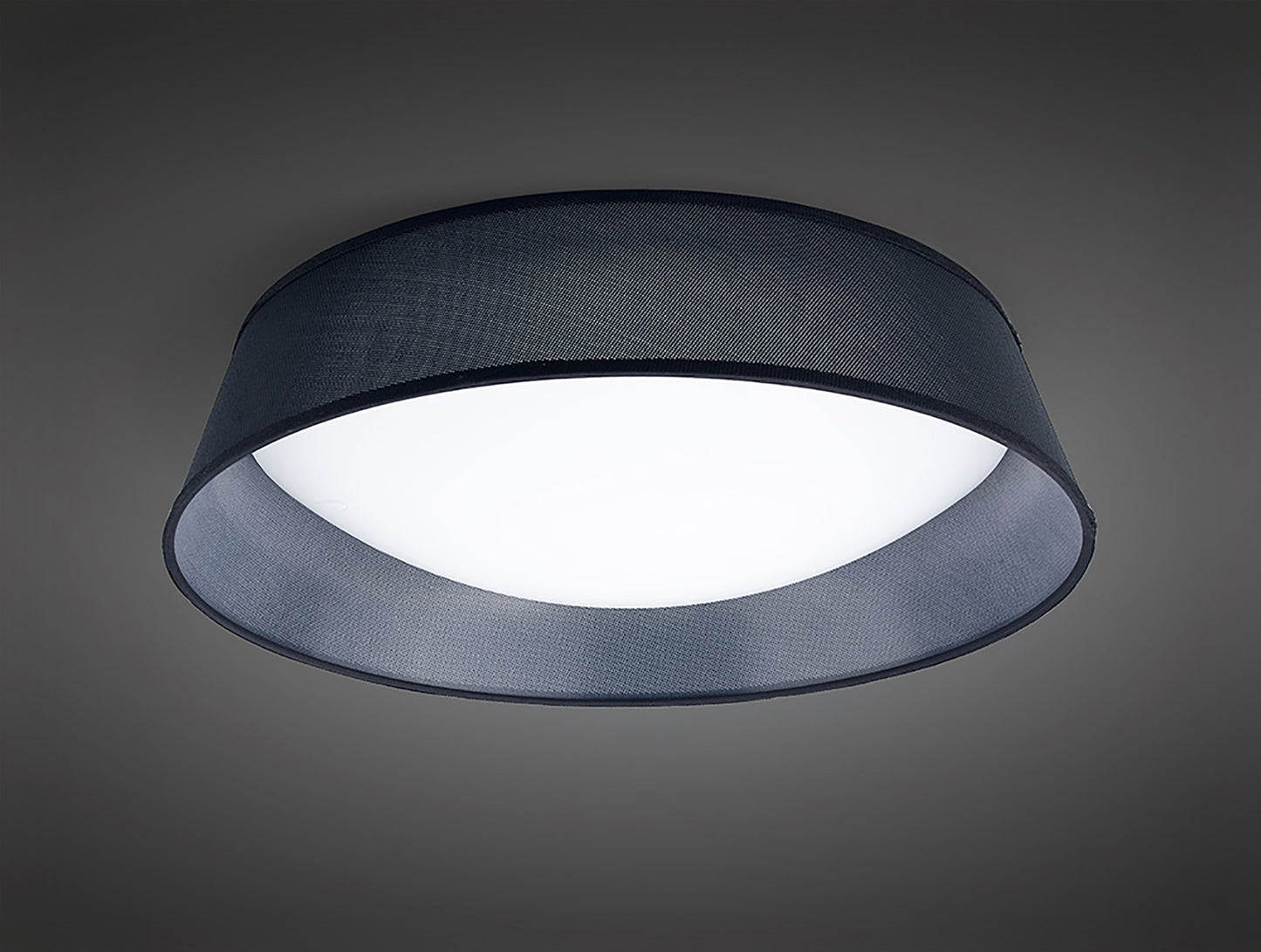 Nordica Flush Ceiling, 5 Light E27 Max 20W, 60cm, White Acrylic With Black Shade, 2yrs Warranty by Mantra