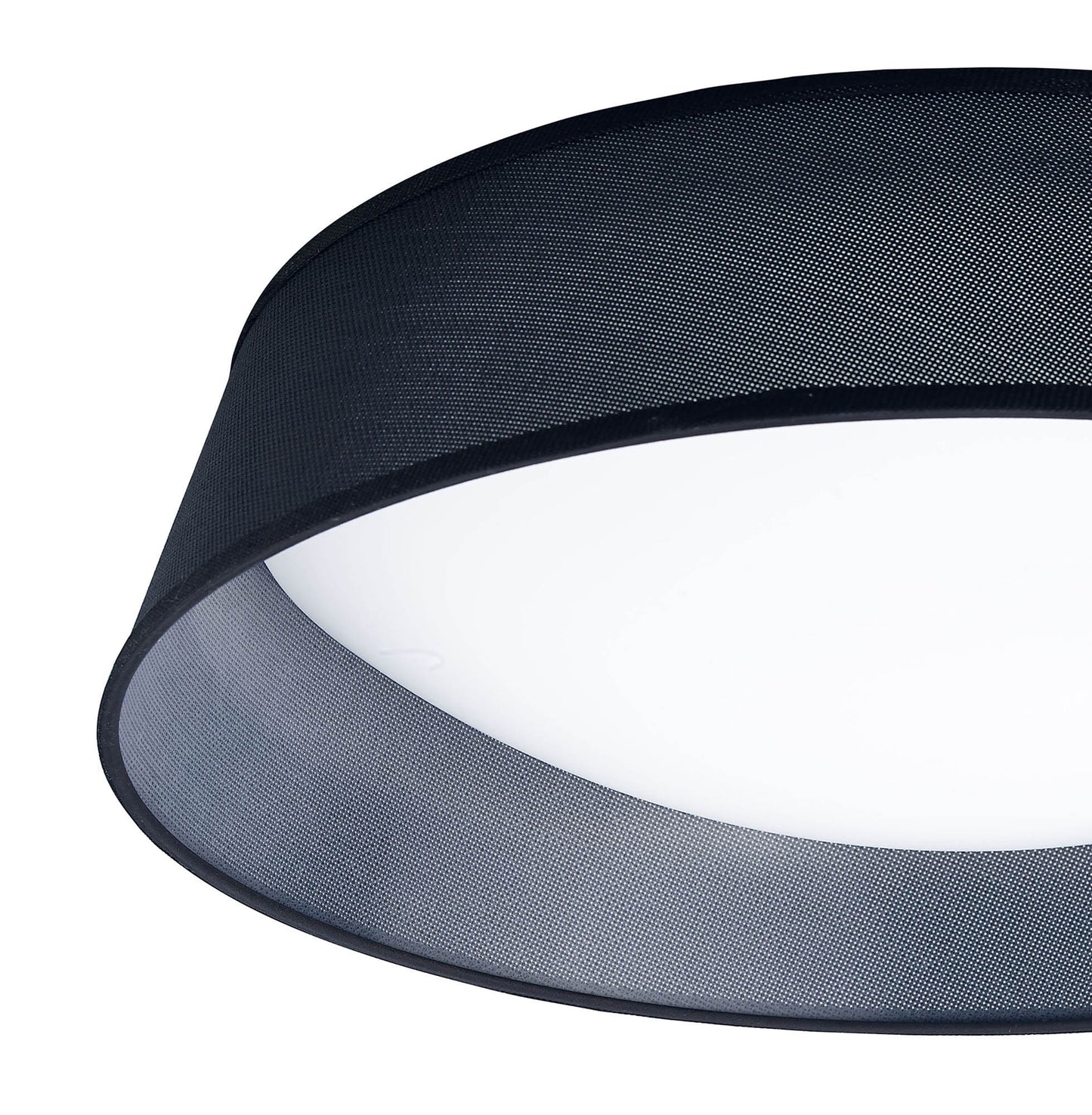 Nordica Flush Ceiling, 5 Light E27 Max 20W, 60cm, White Acrylic With Black Shade, 2yrs Warranty by Mantra