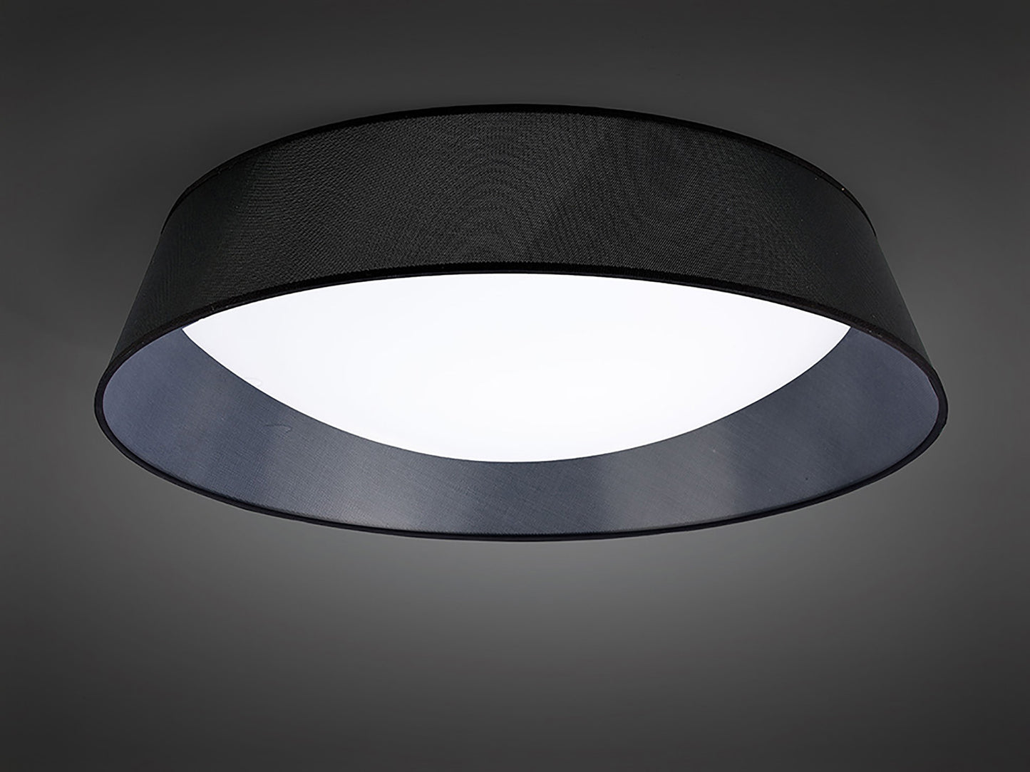 Nordica Flush Ceiling, 9 Light E27 Max 20W, 90cm, White Acrylic With Black Shade, 2yrs Warranty by Mantra