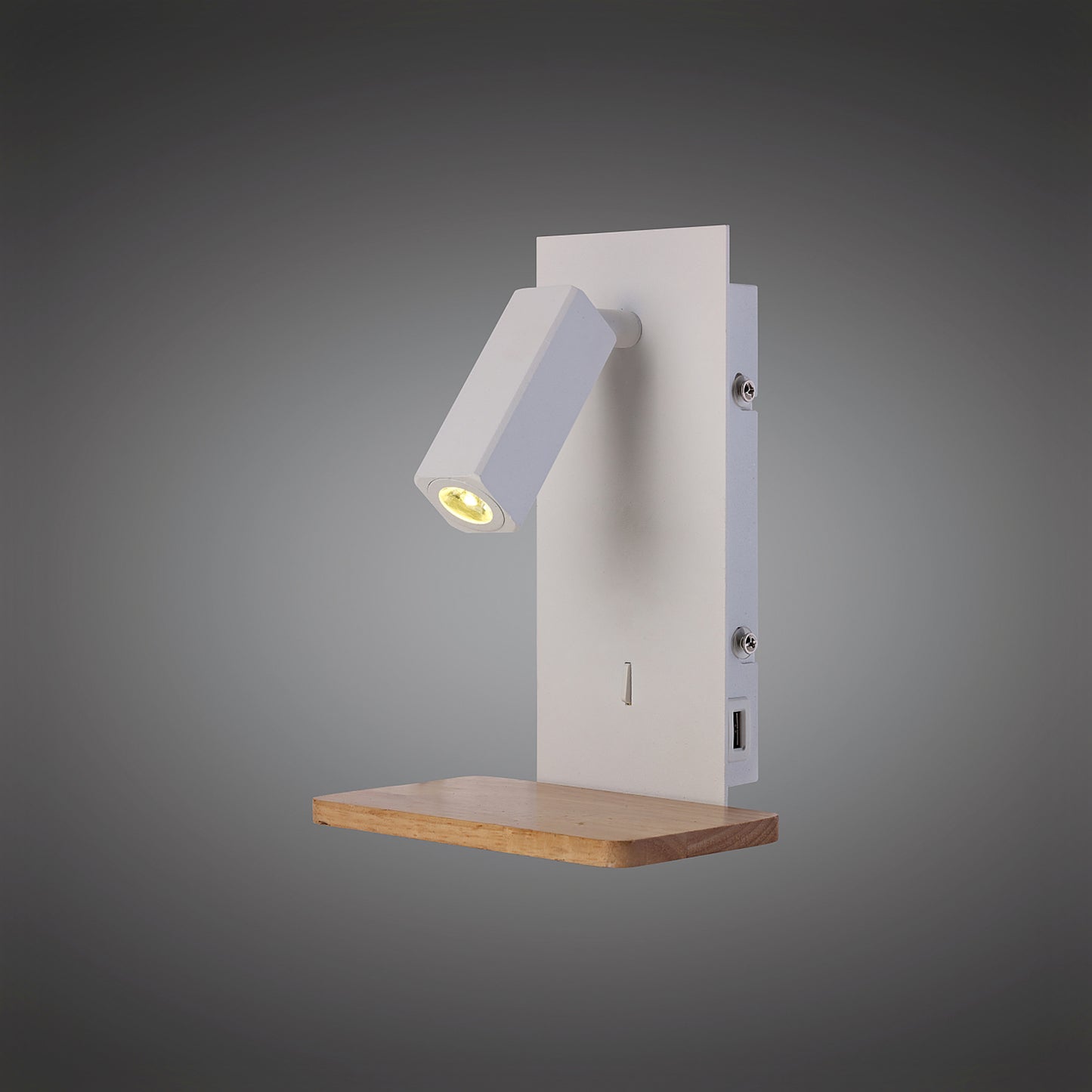 Nordica II Position Switched Wall Light With USB Socket, 180lm, 1x3W 3000K LED White/Beech, 3yrs Warranty by Mantra