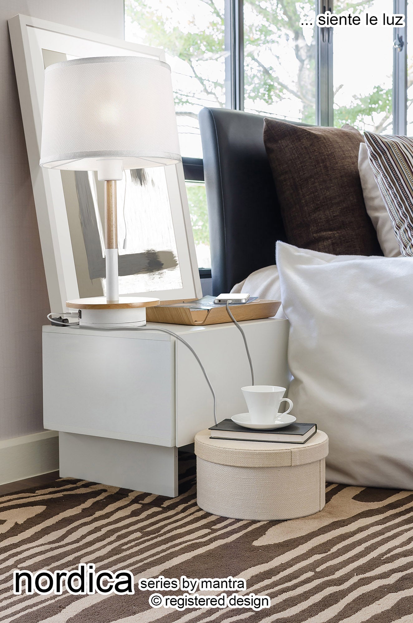 Nordica II Position Switched Wall Light With USB Socket, 180lm, 1x3W 3000K LED White/Beech, 3yrs Warranty by Mantra