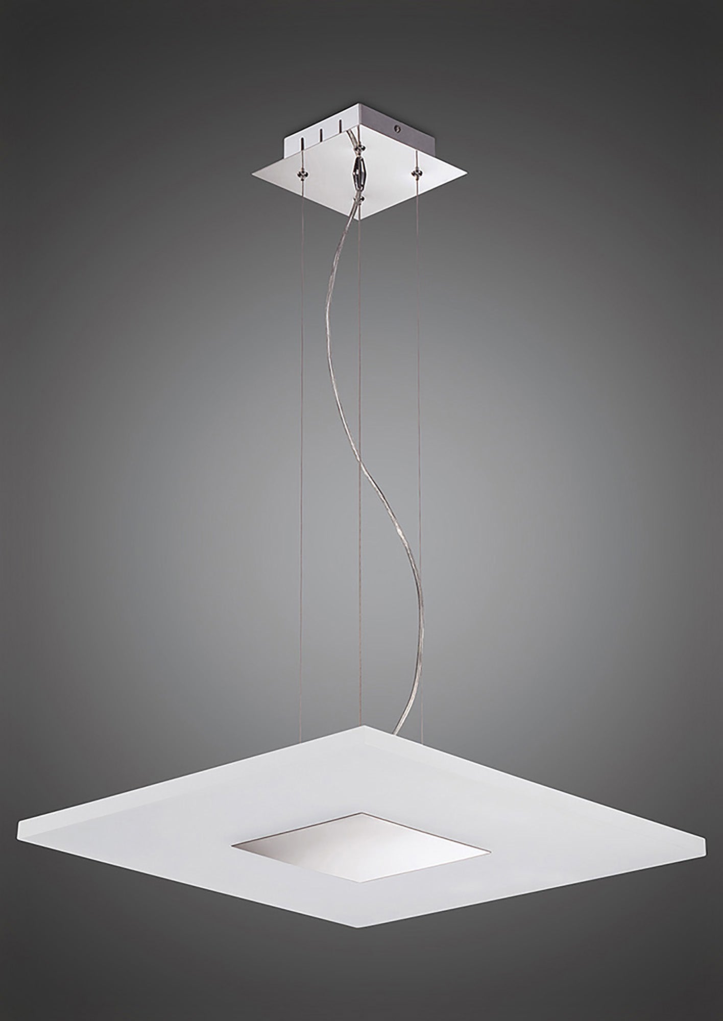 Notte Pendant 28W LED Square 3000K, 1700lm, Polished Chrome/Frosted Acrylic, 3yrs Warranty by Mantra