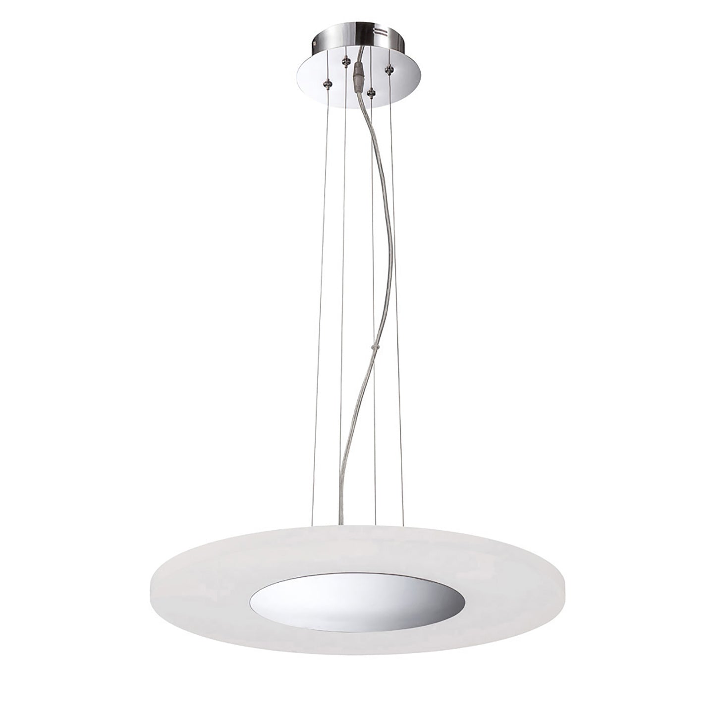 Notte Pendant 28W LED Round 3000K, 1800lm, Polished Chrome/Frosted Acrylic, 3yrs Warranty by Mantra