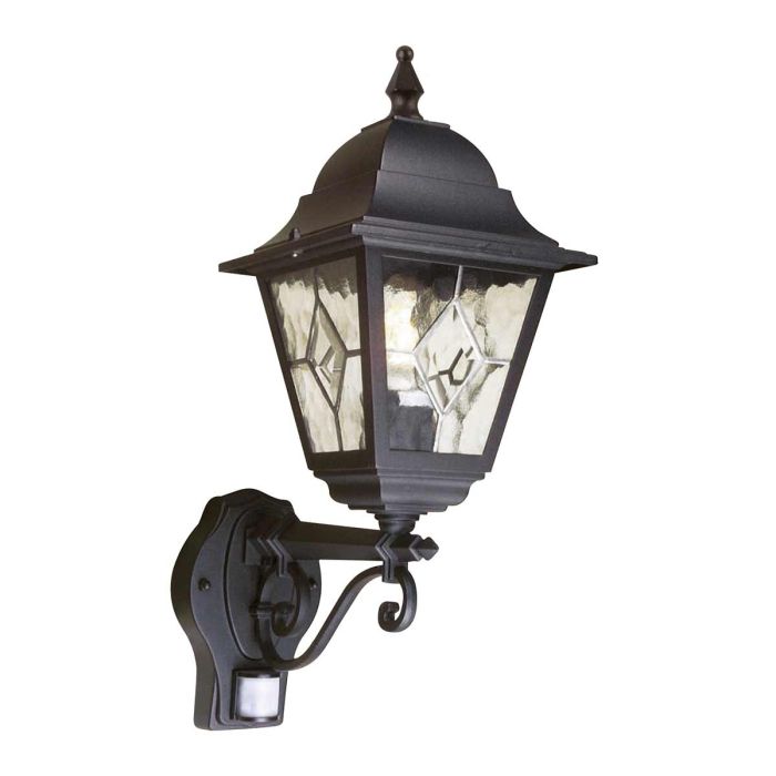Norfolk 1 Light Up Wall Lantern with PIR - Black
