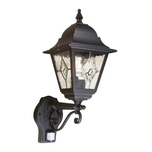 Norfolk 1 Light Up Wall Lantern with PIR - Black