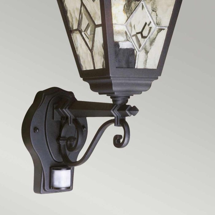 Norfolk 1 Light Up Wall Lantern with PIR - Black