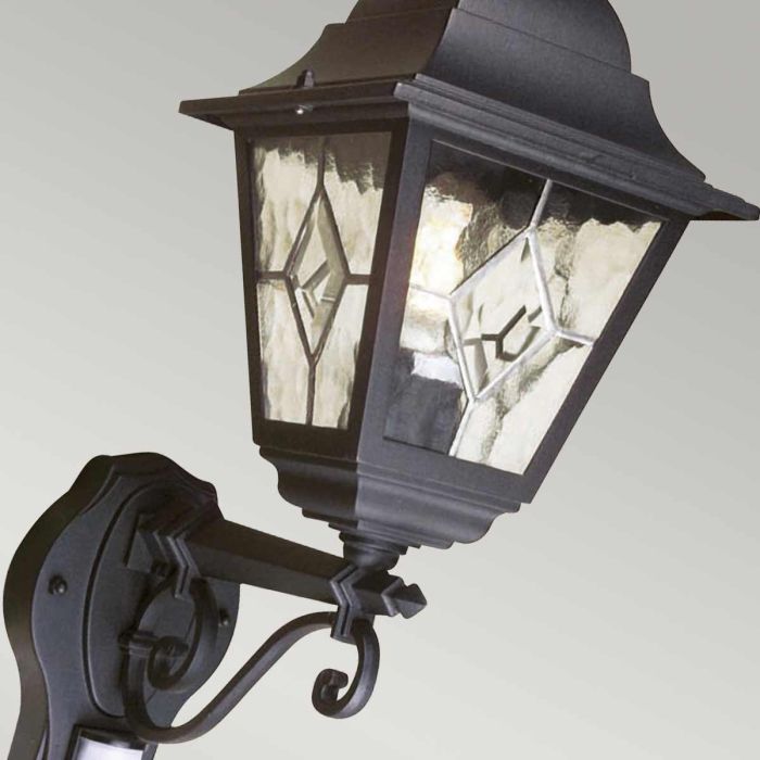 Norfolk 1 Light Up Wall Lantern with PIR - Black